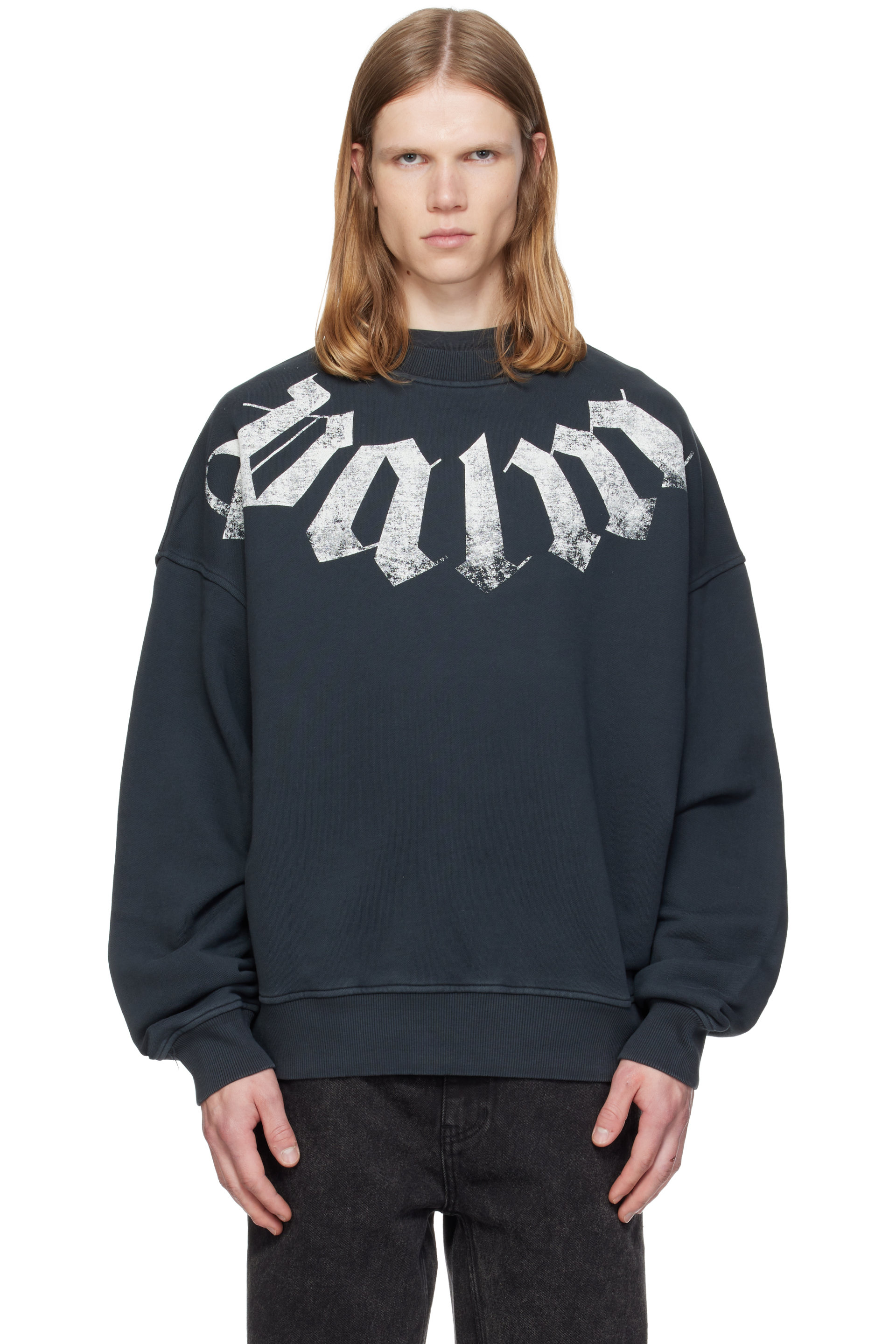 Palm Angels - Black Big Neck Logo Loose Sweatshirt