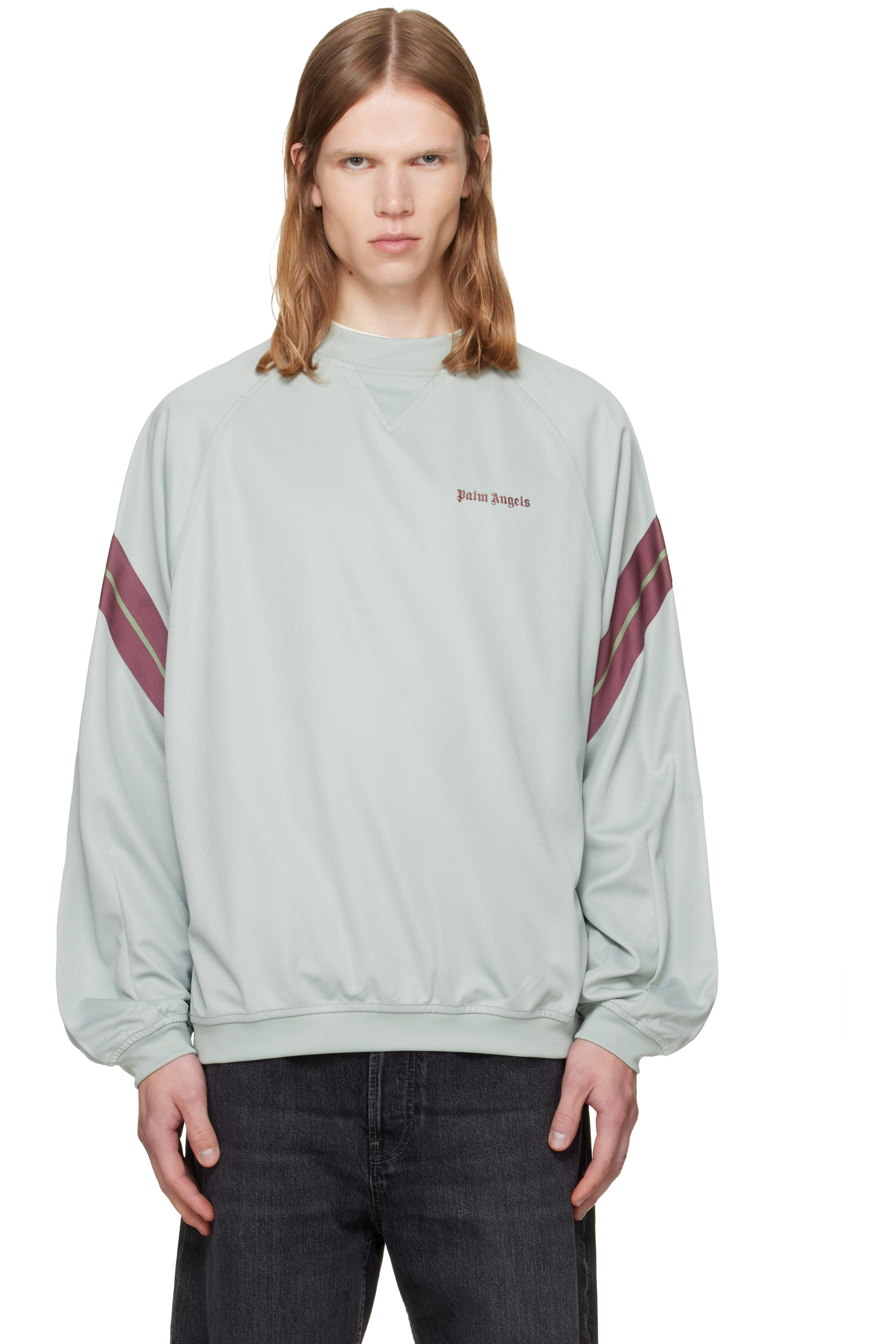 Palm Angels - Blue Urban Logo Track Crewneck Sweatshirt