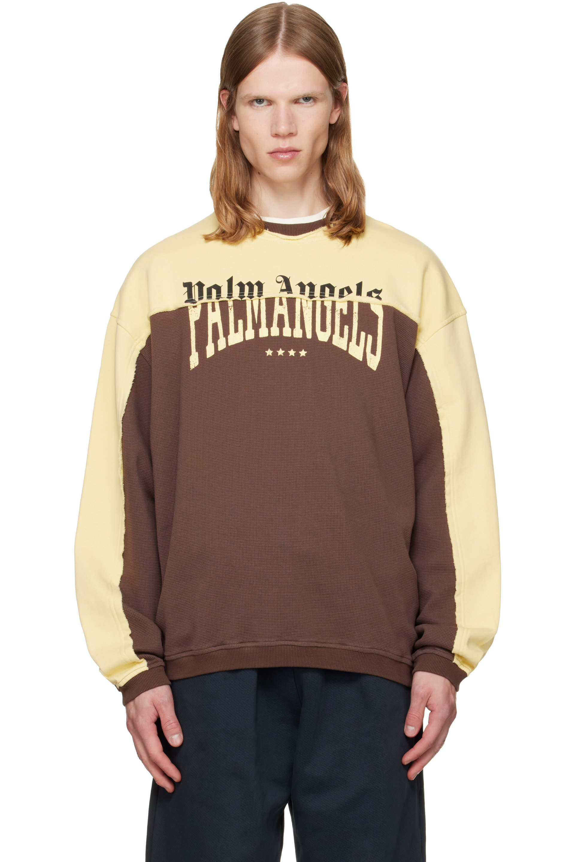 Palm Angels - Brown & Yellow Vintage Logo Crewneck Sweatshirt