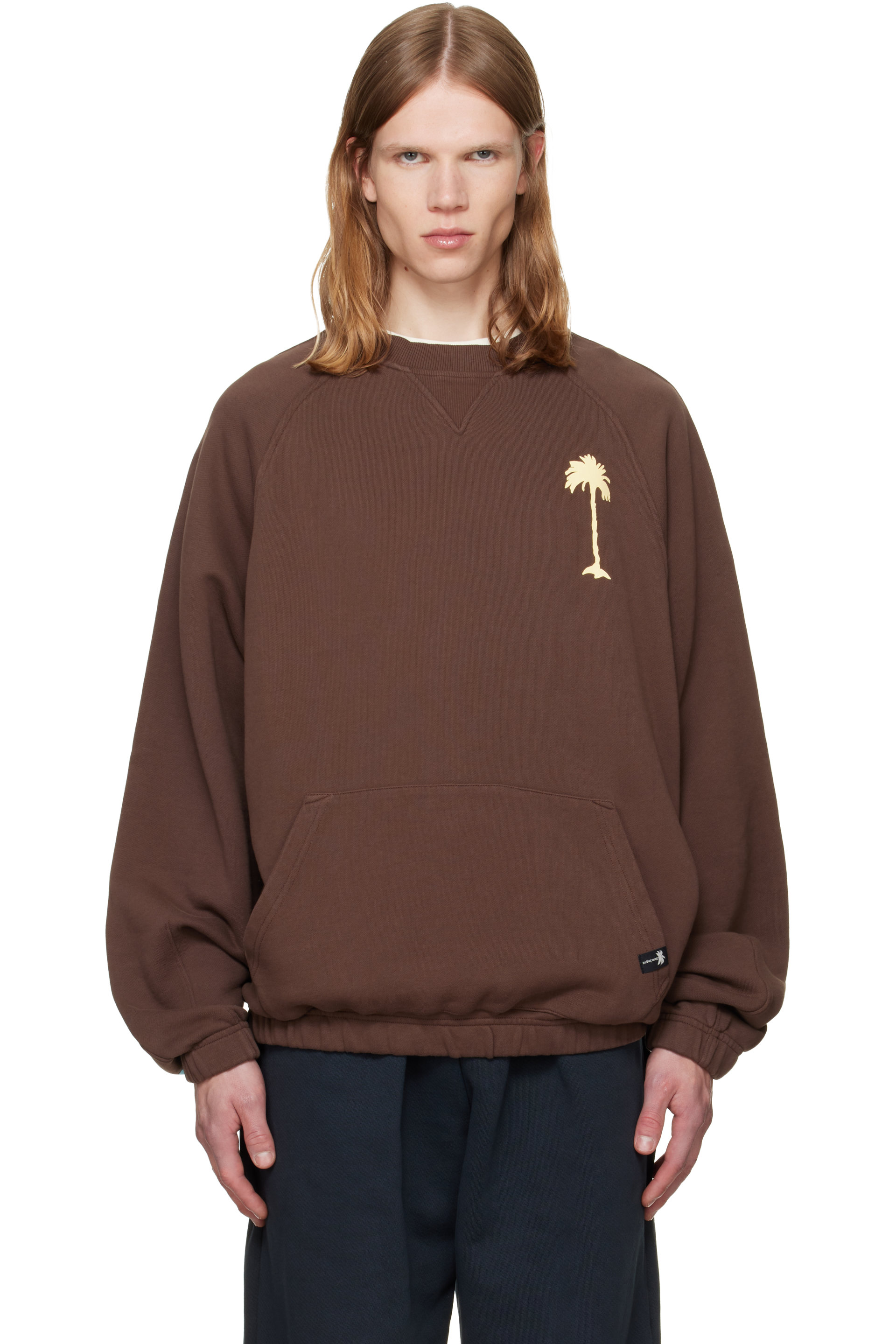 Palm Angels - Brown 'Feel High' Regular Crewneck Sweatshirt