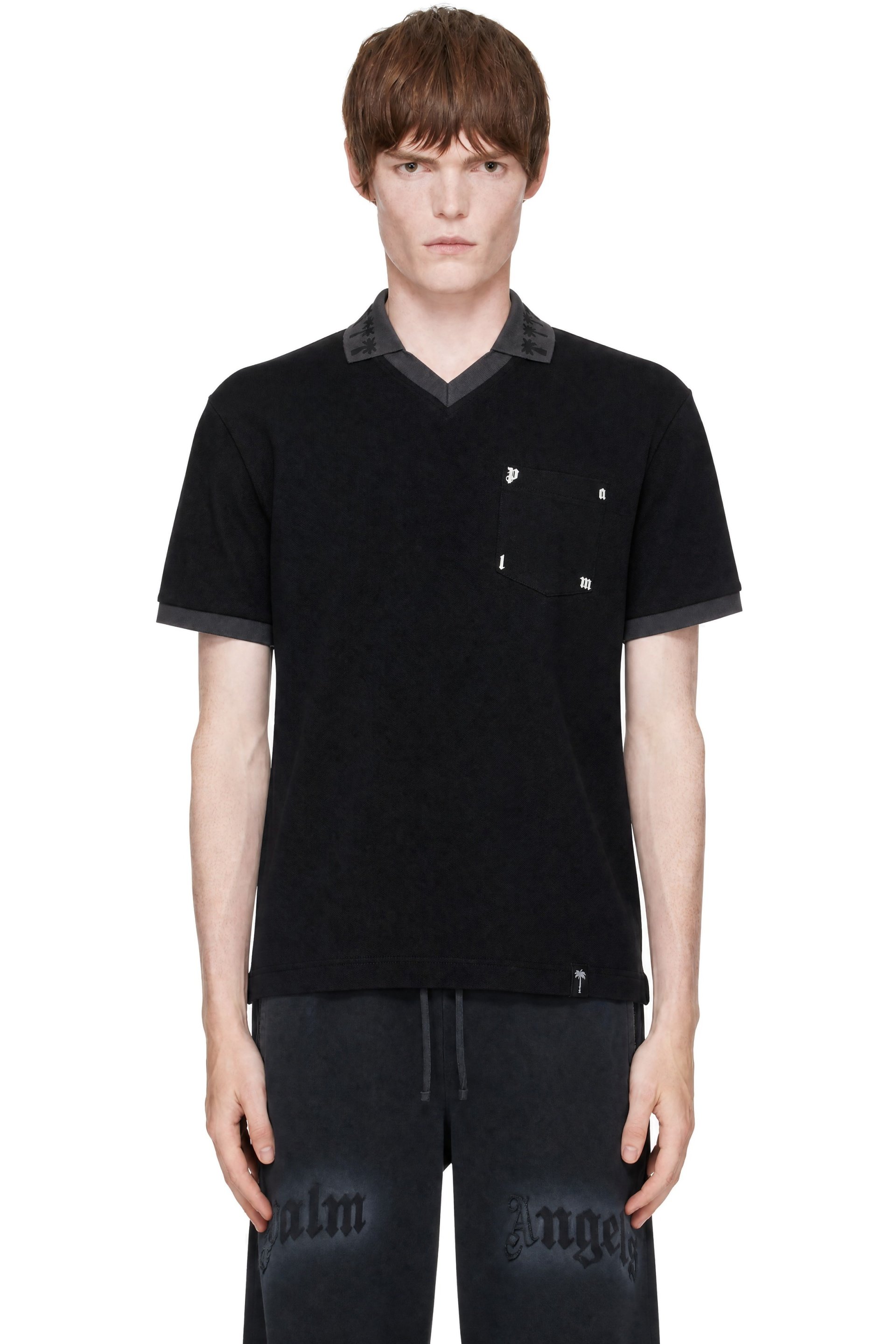 Palm Angels - Black Palm Type Short Sleeve Polo