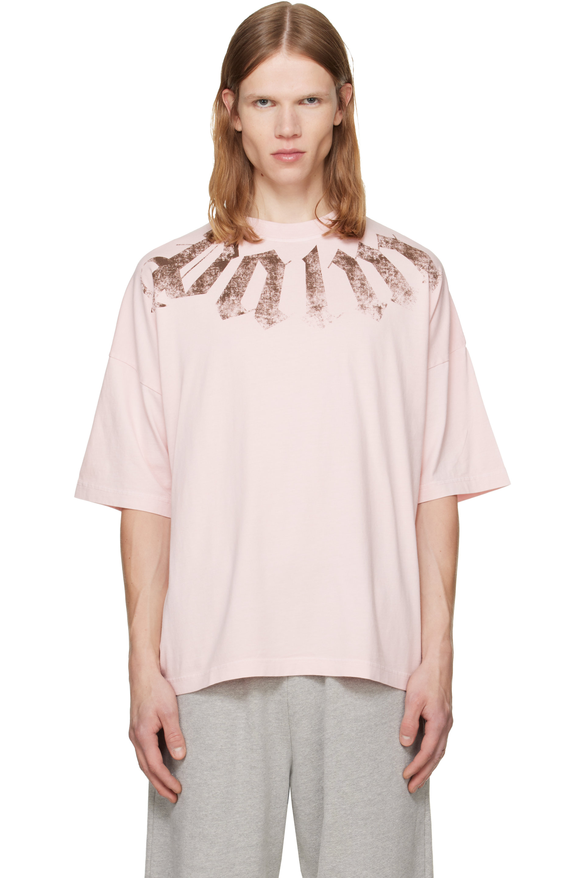 Palm Angels - Pink Big Neck Logo Loose T-shirt