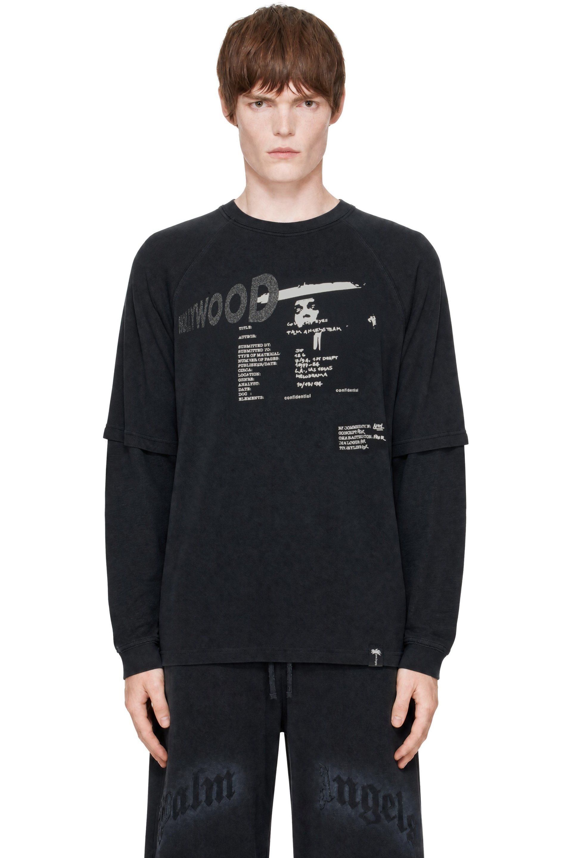 Palm Angels - T-shirt à manches longues étagé Neon Boulevard gris