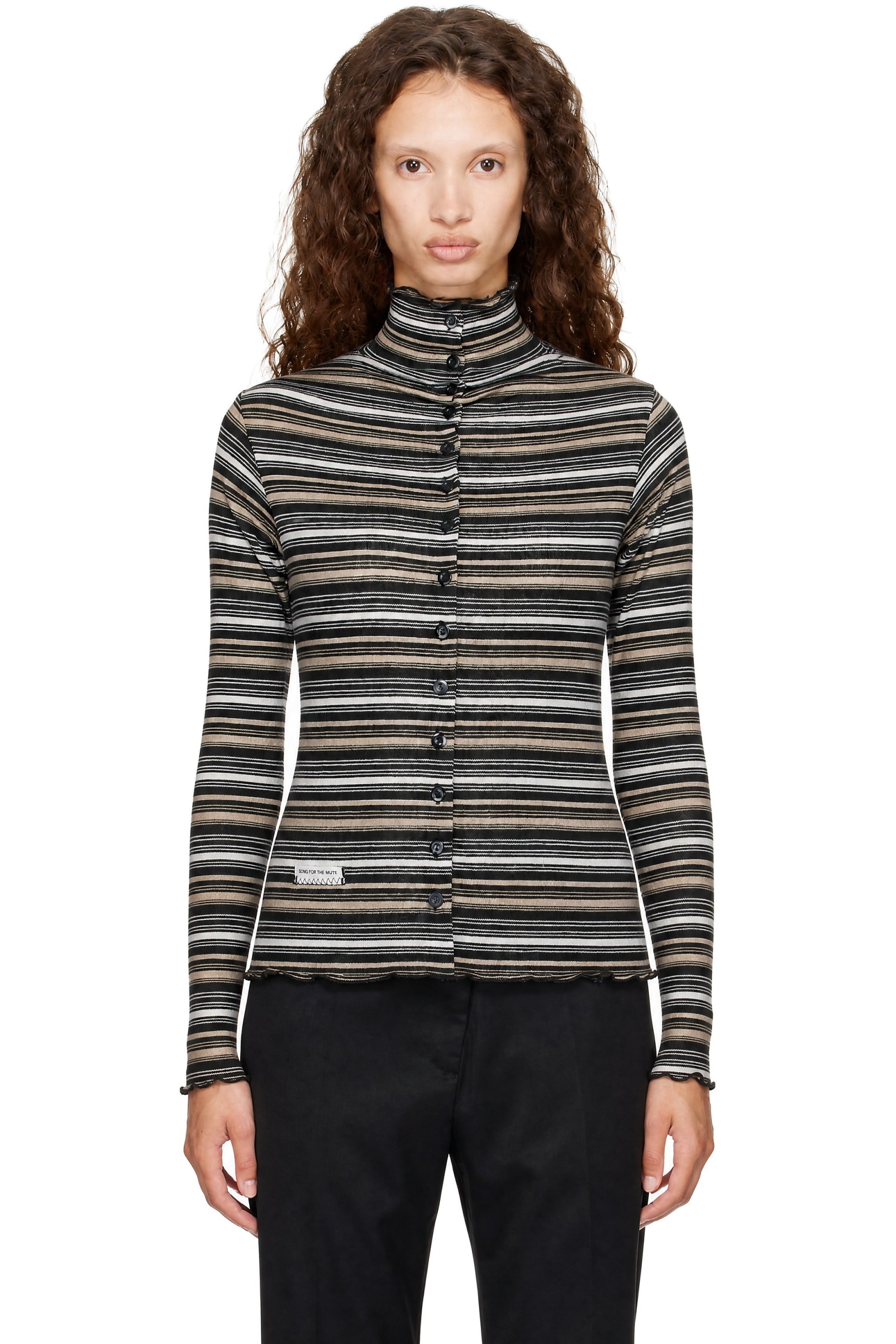 Song for the Mute - Black & Beige Multi Stripe Knit Cardigan