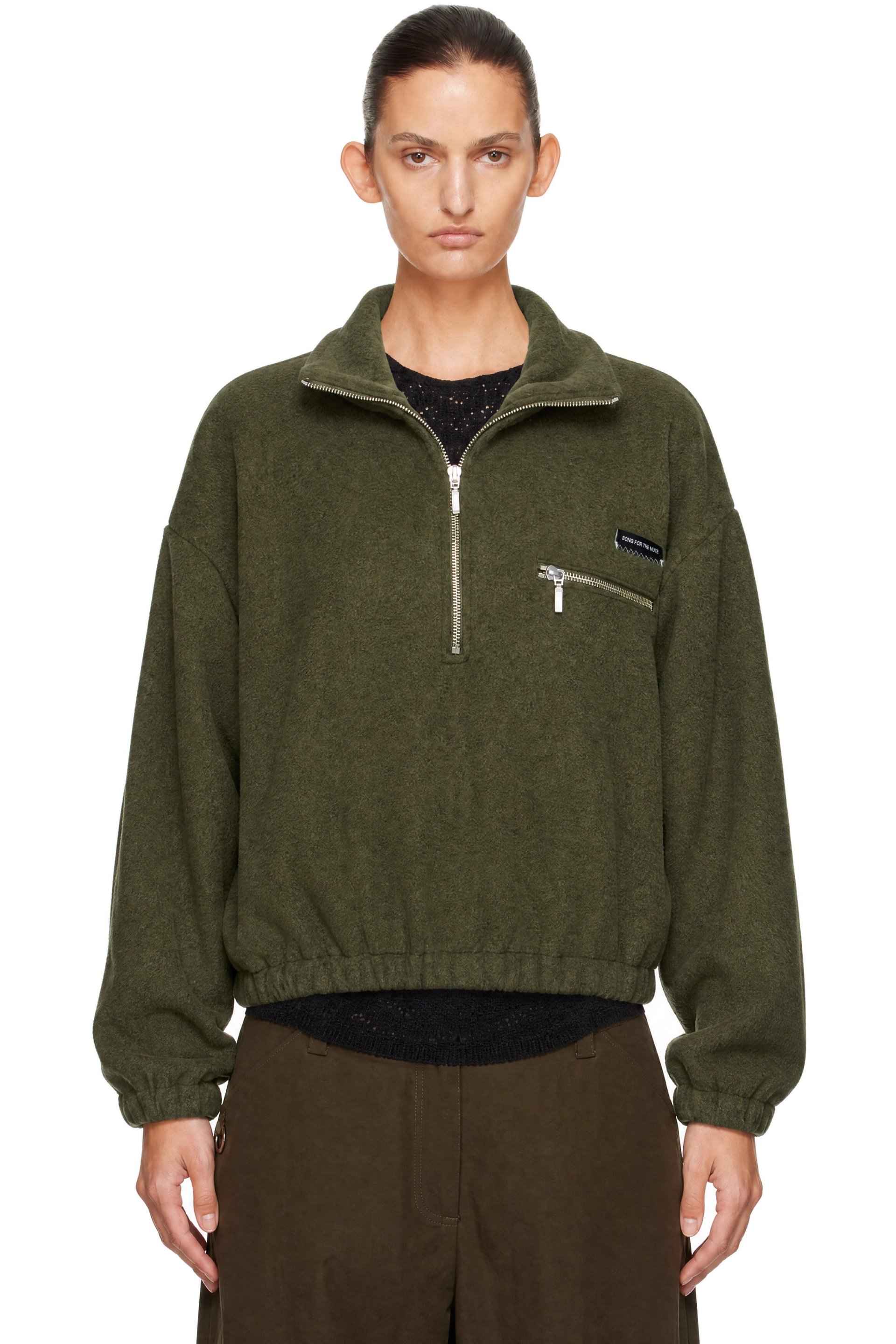 Song for the Mute - Green Cosy Wool Half Zip Sweater