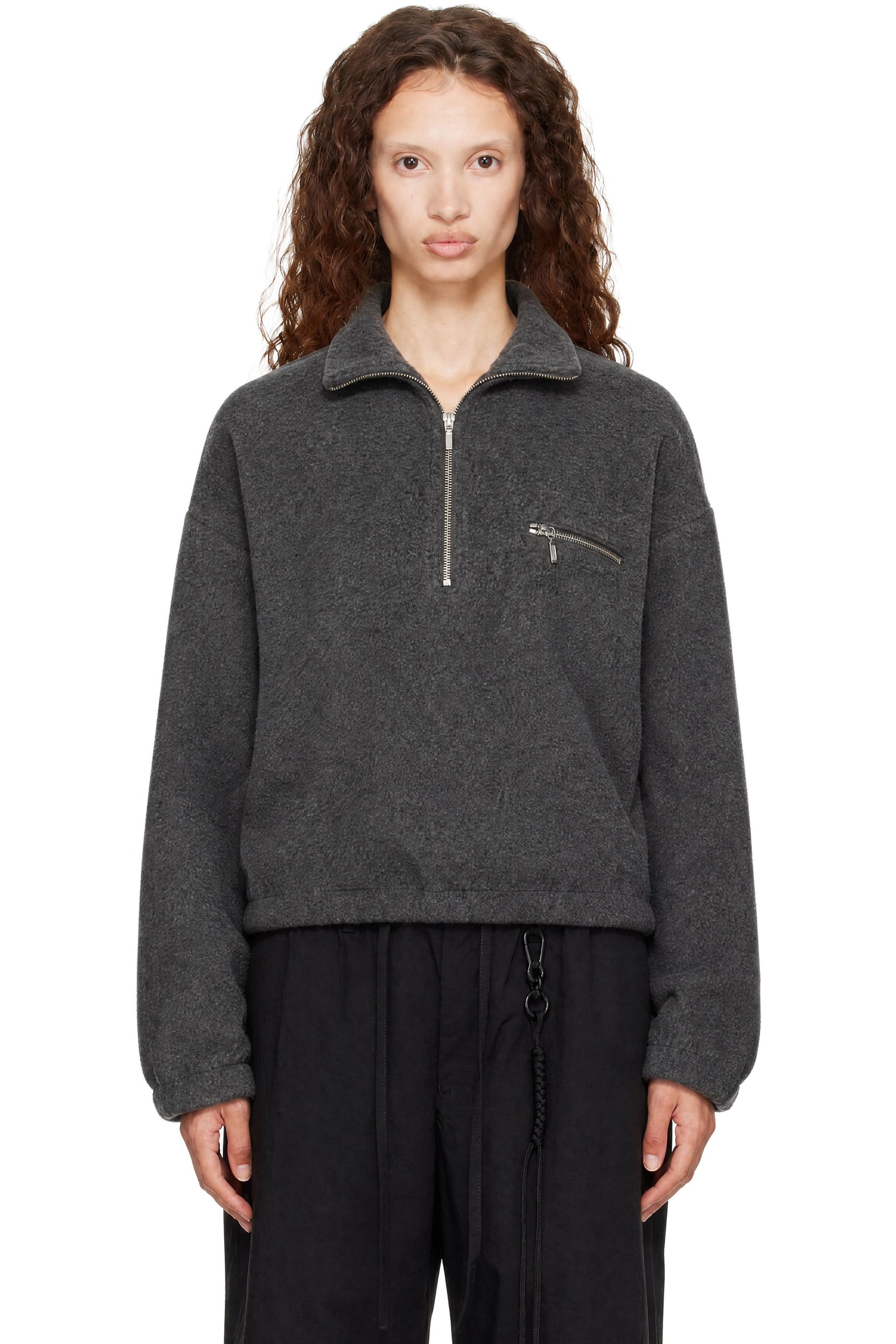 Song for the Mute - Gray Half Zip Pullover Sweater