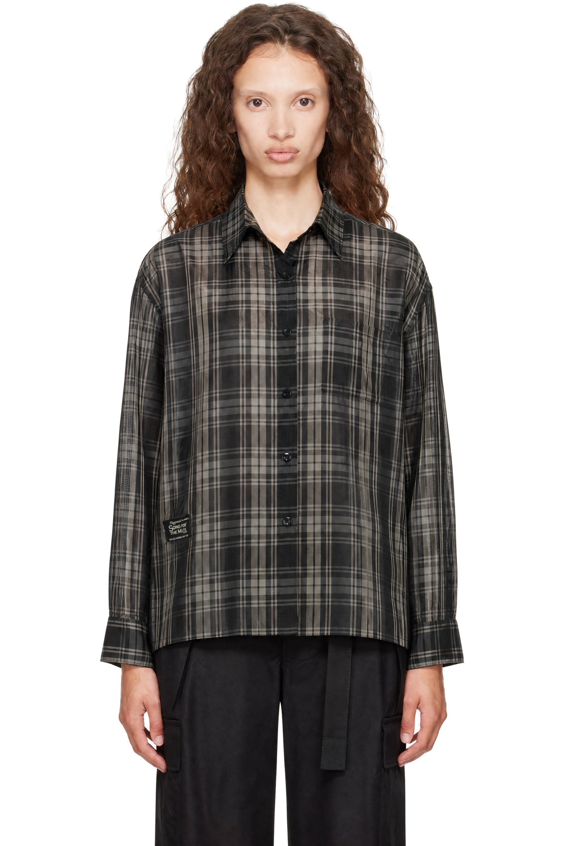Song for the Mute - Black & Beige L/S Cropped School Shirt