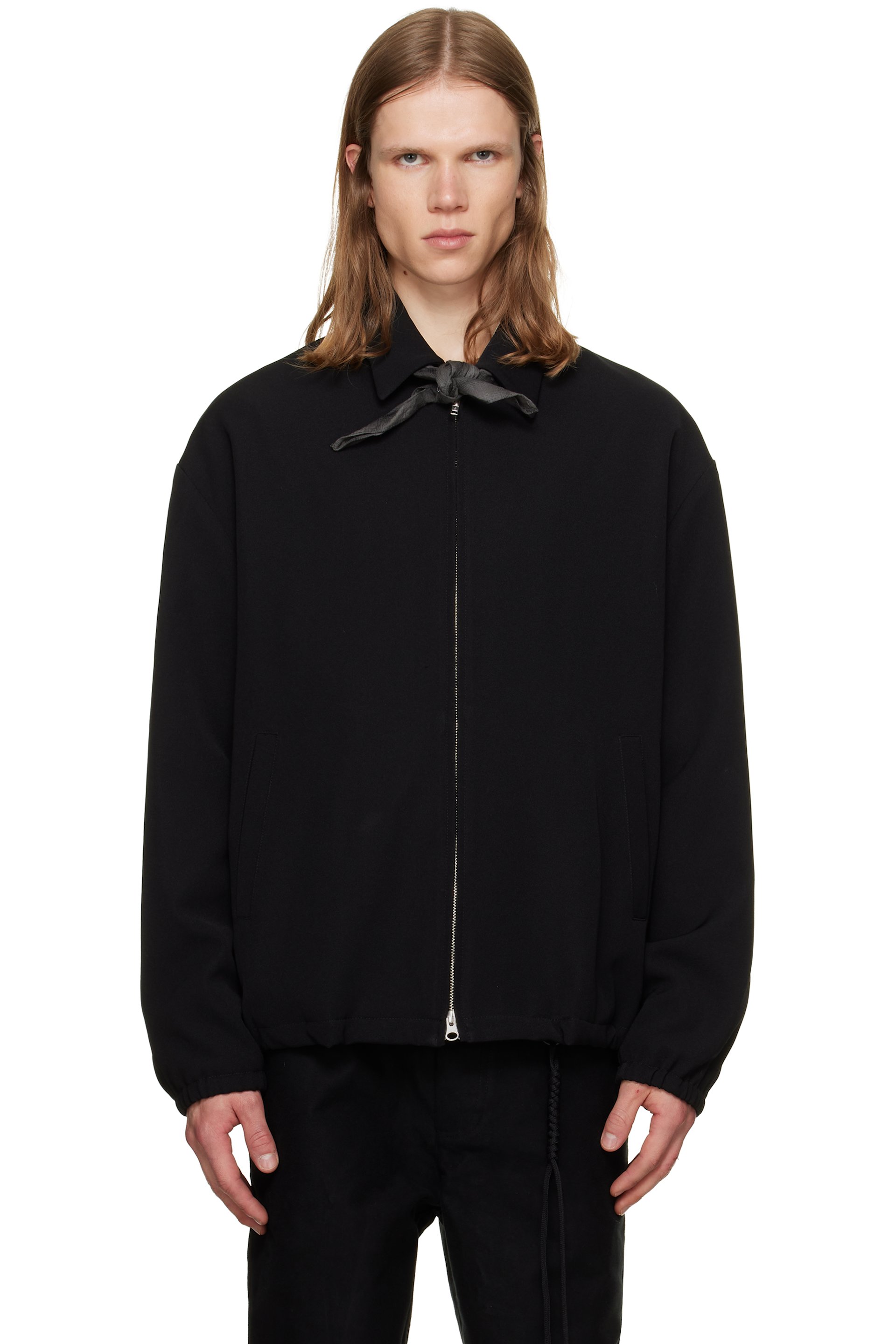 Song for the Mute - Black Slim Poly Gab Coach Jacket