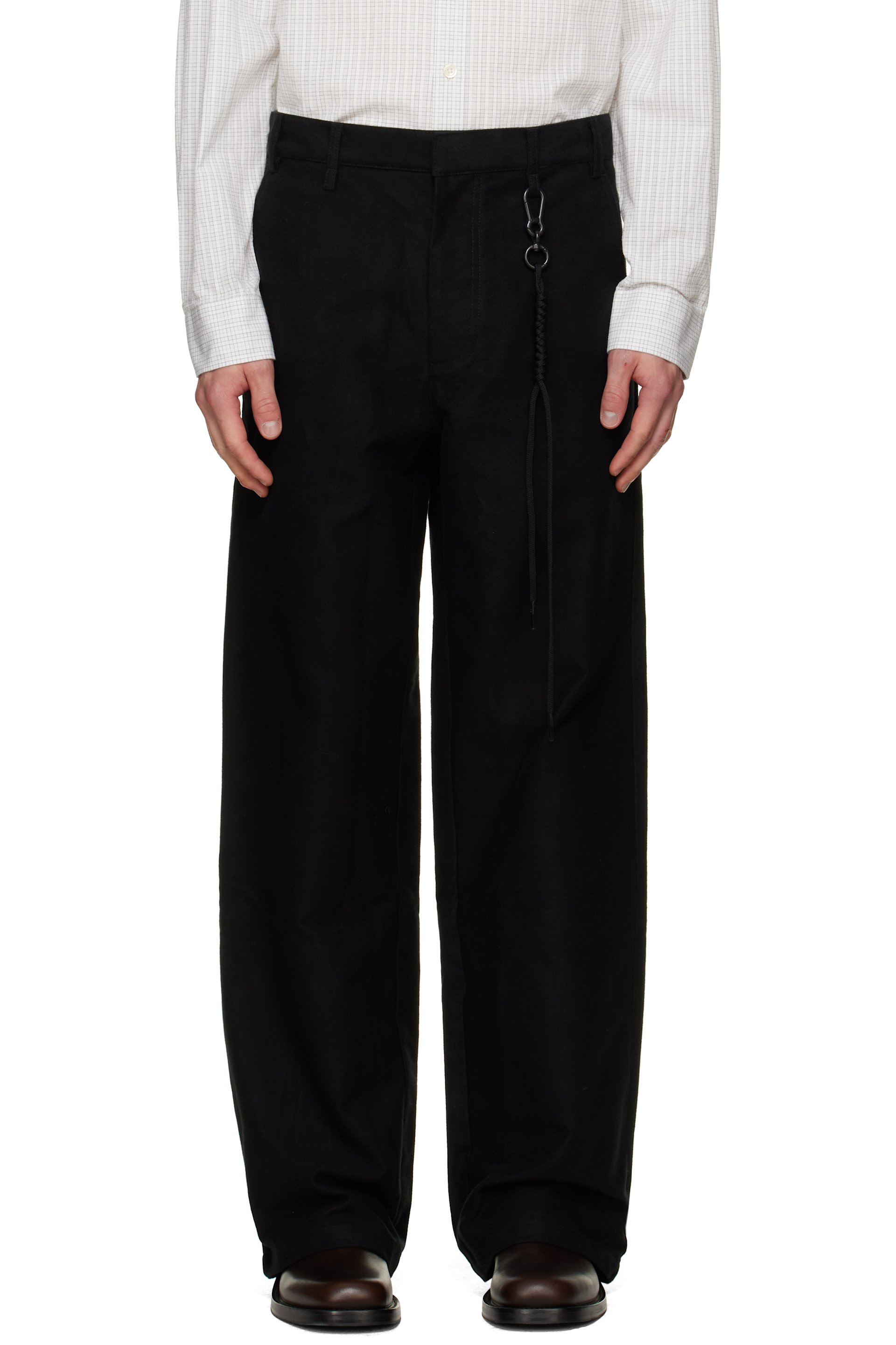 Song for the Mute - Black Suede Moleskin Straight Leg Trousers