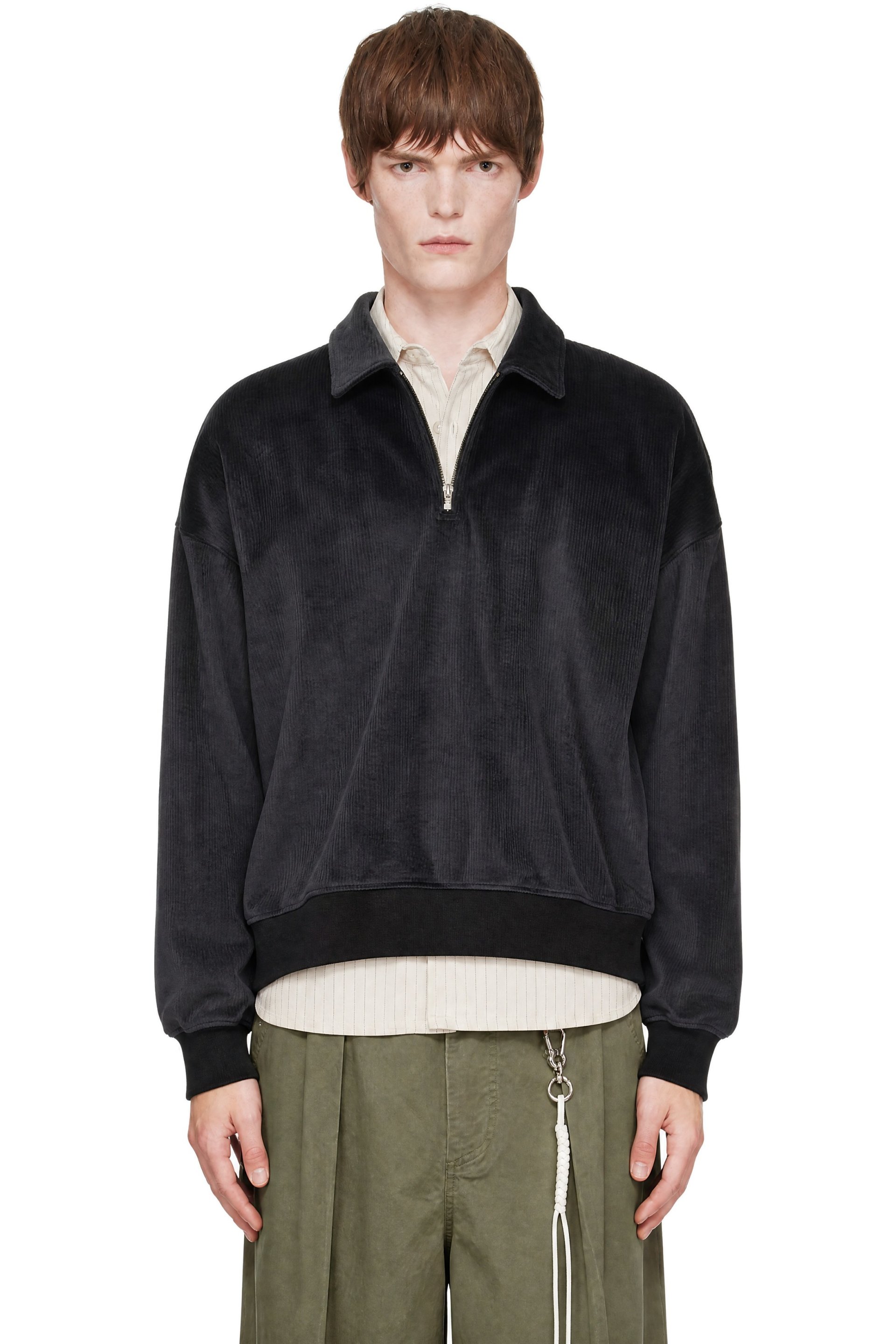 Song for the Mute - Black Classic Collar Zip Pullover Jacket