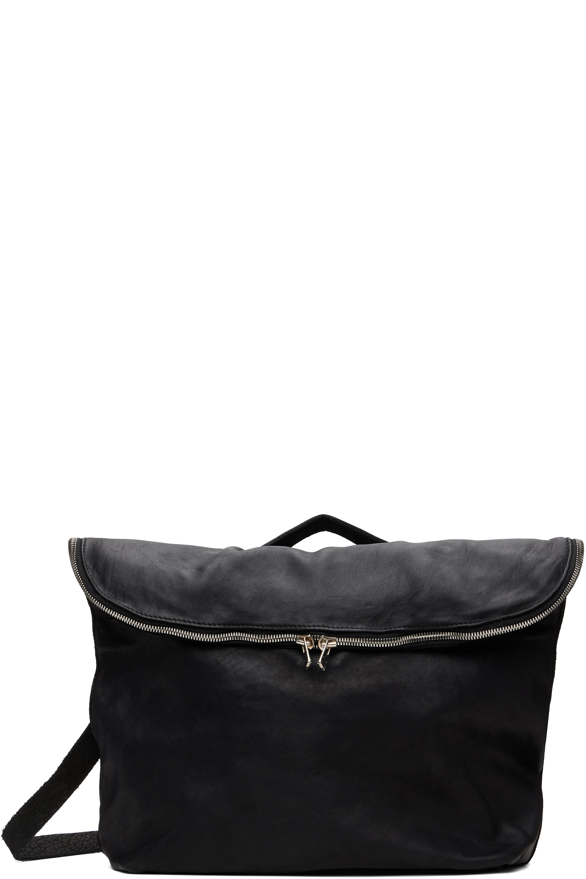 Guidi - Sac messager noir en cuir