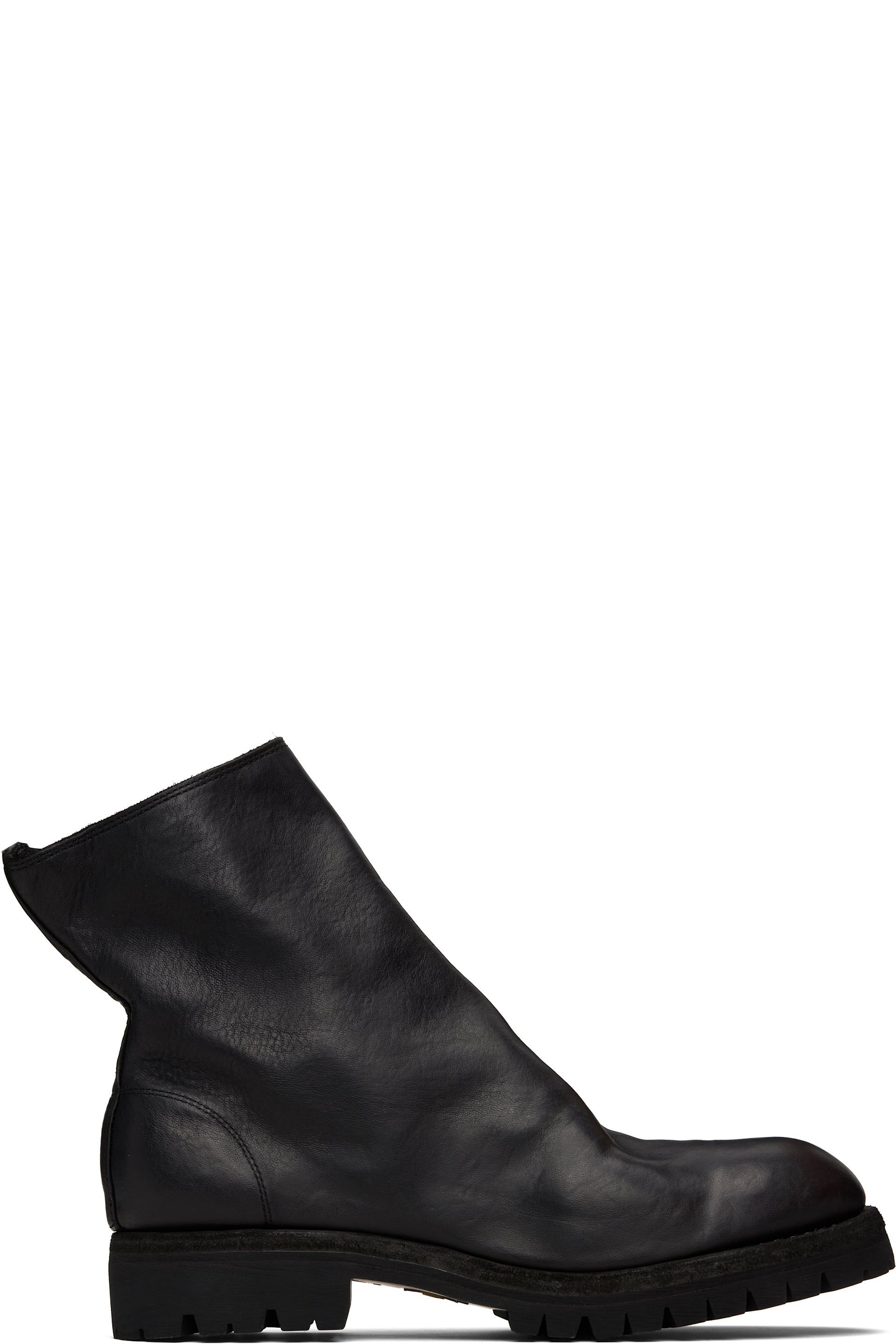 Guidi - 黑色 Side Zip 踝靴