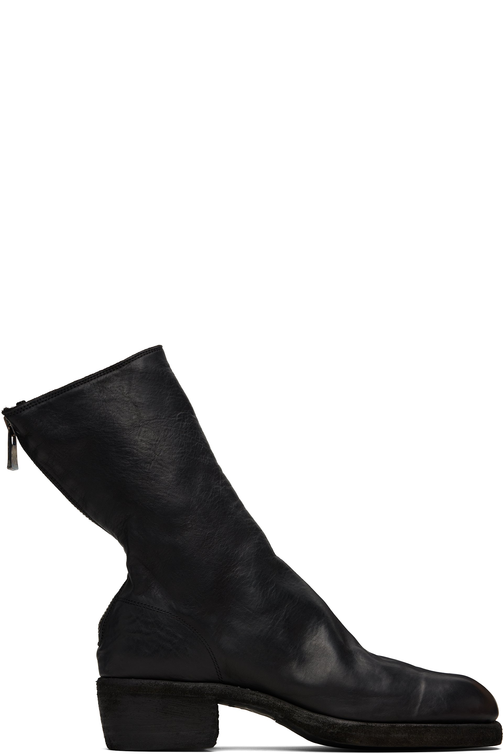 Guidi - 黑色 Back Zip 中筒靴