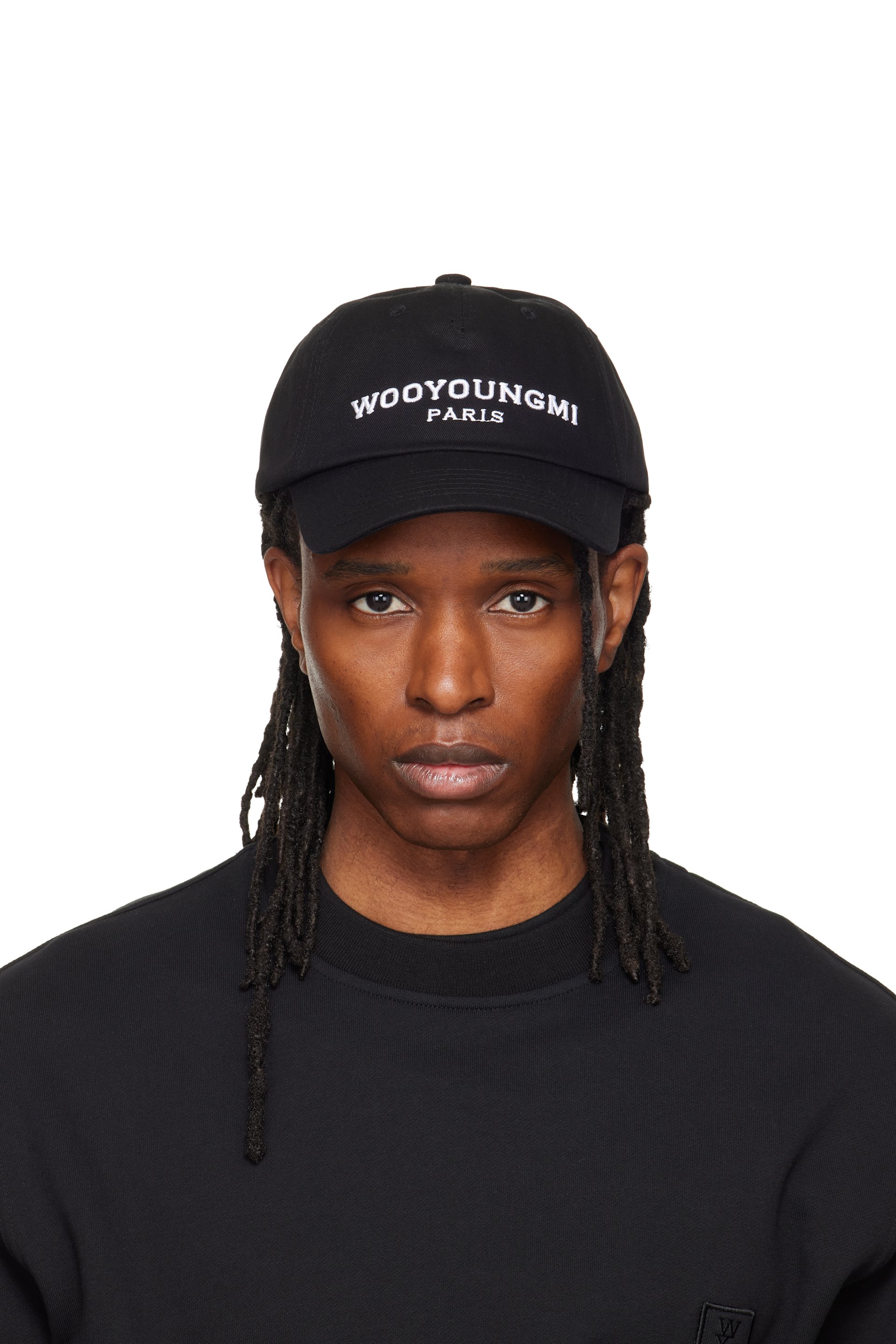 WOOYOUNGMI - Black Embroidered Ball Cap
