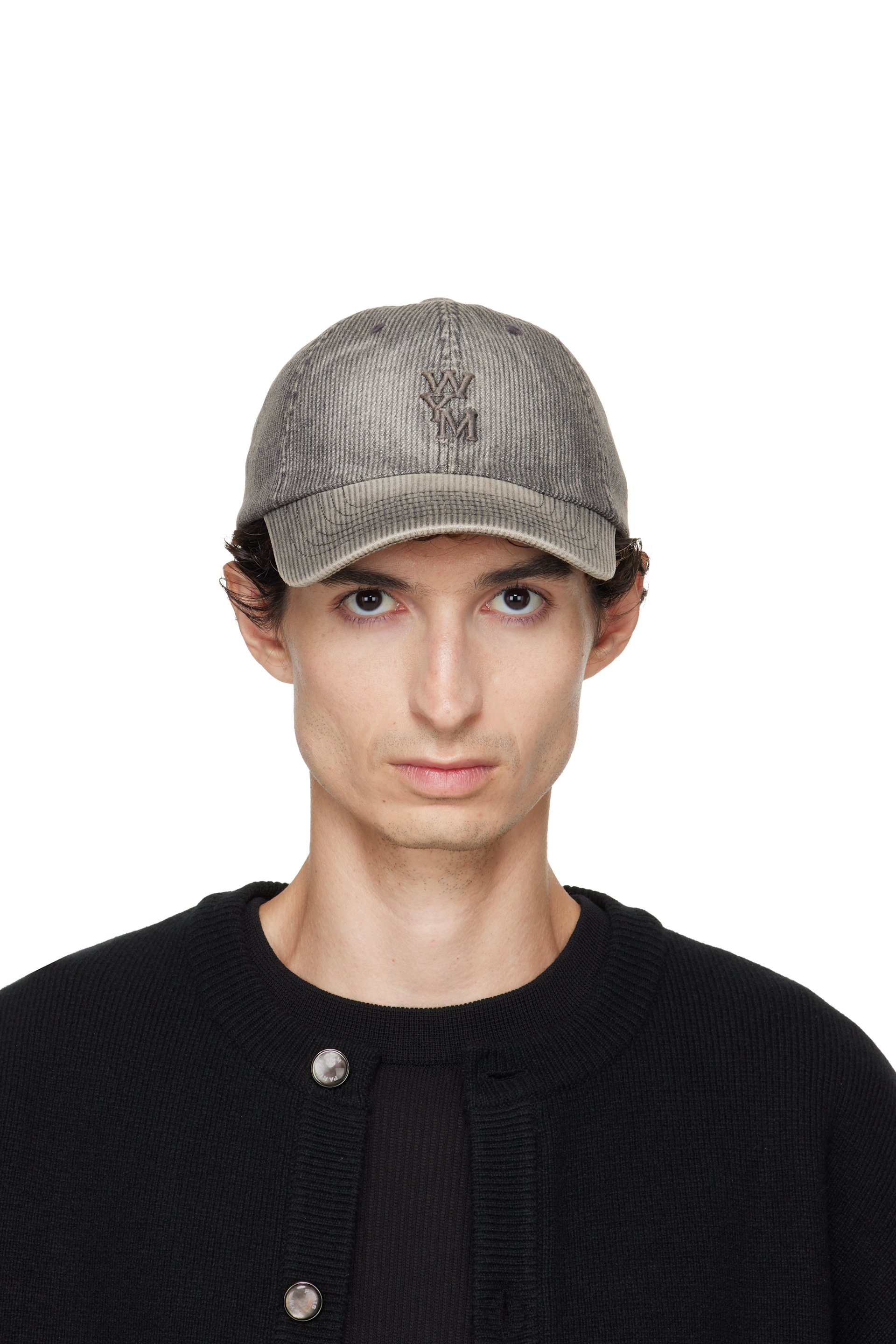 WOOYOUNGMI - Casquette de baseball grise en denim côtelé à logo