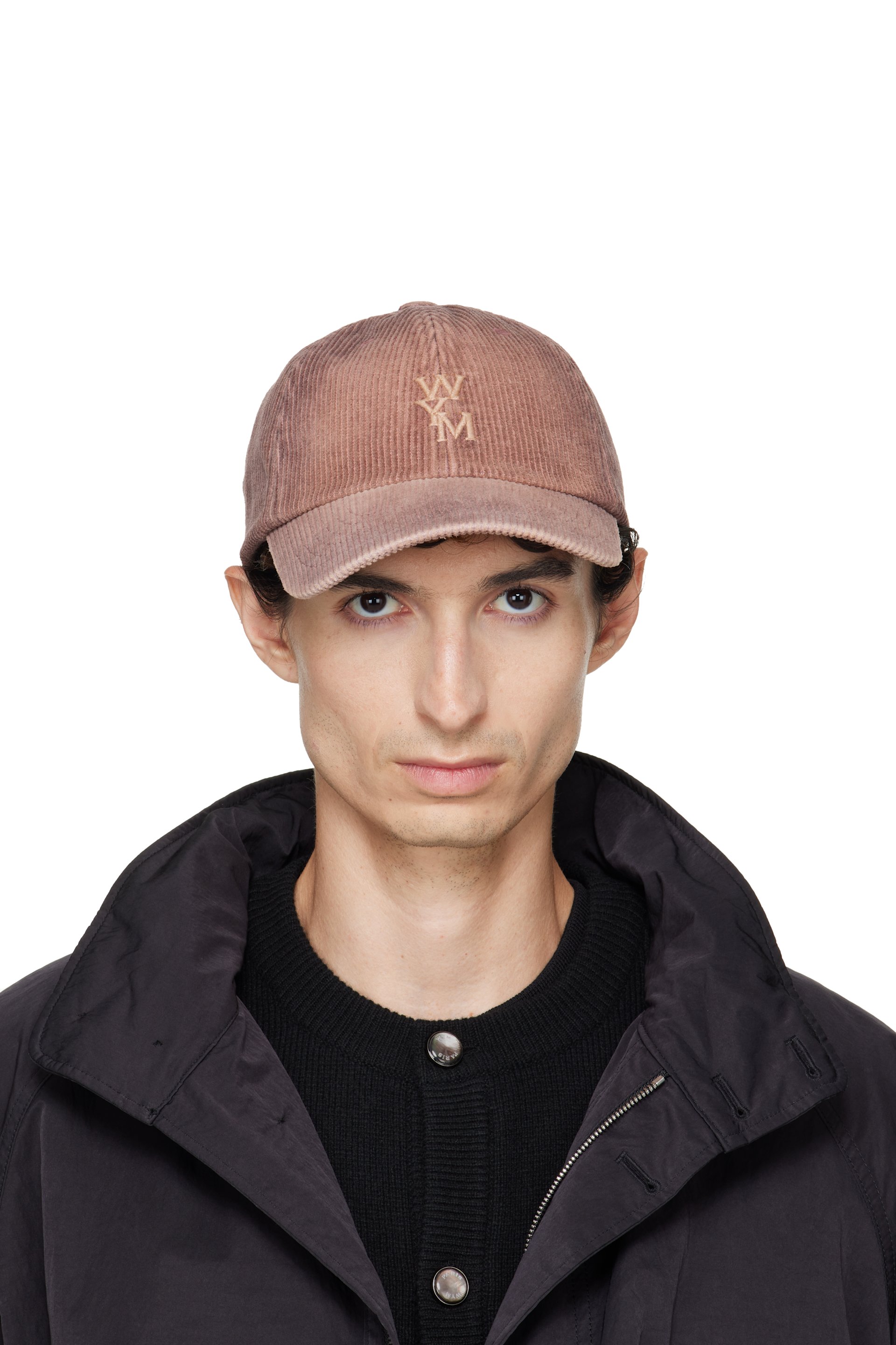 WOOYOUNGMI - Casquette de baseball rose en velours côtelé à logo