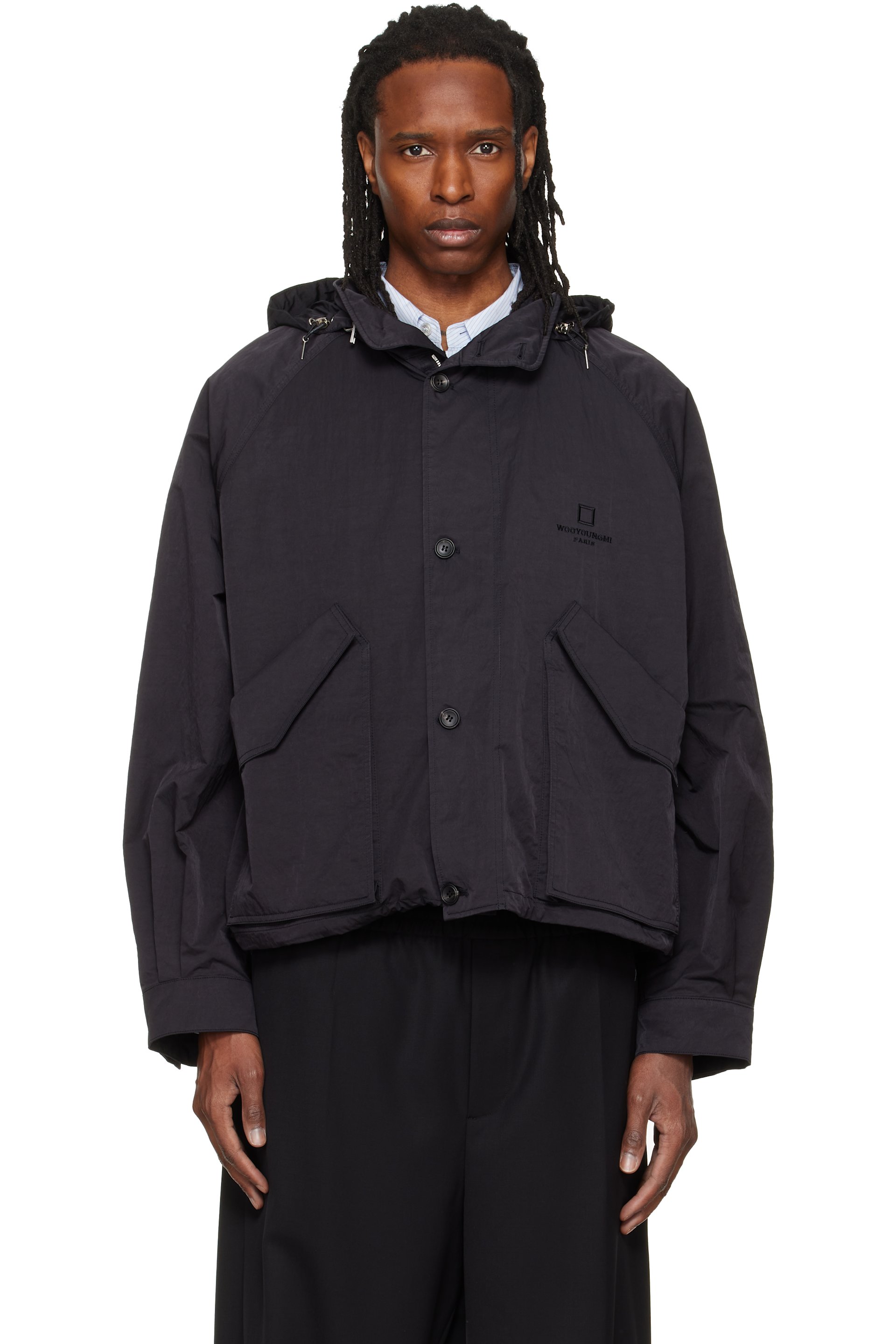 WOOYOUNGMI - Black Raglan Parachute Jacket