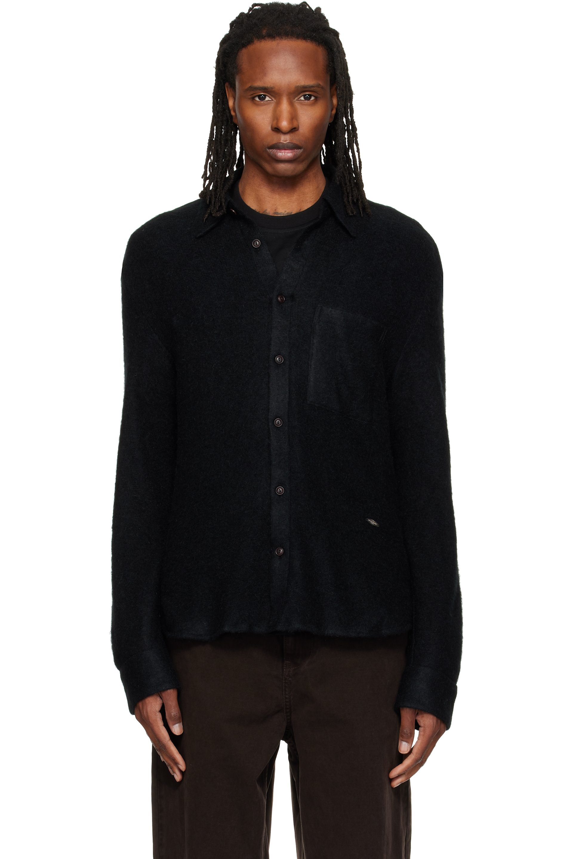 WOOYOUNGMI - Black Knit Mohair Shirt