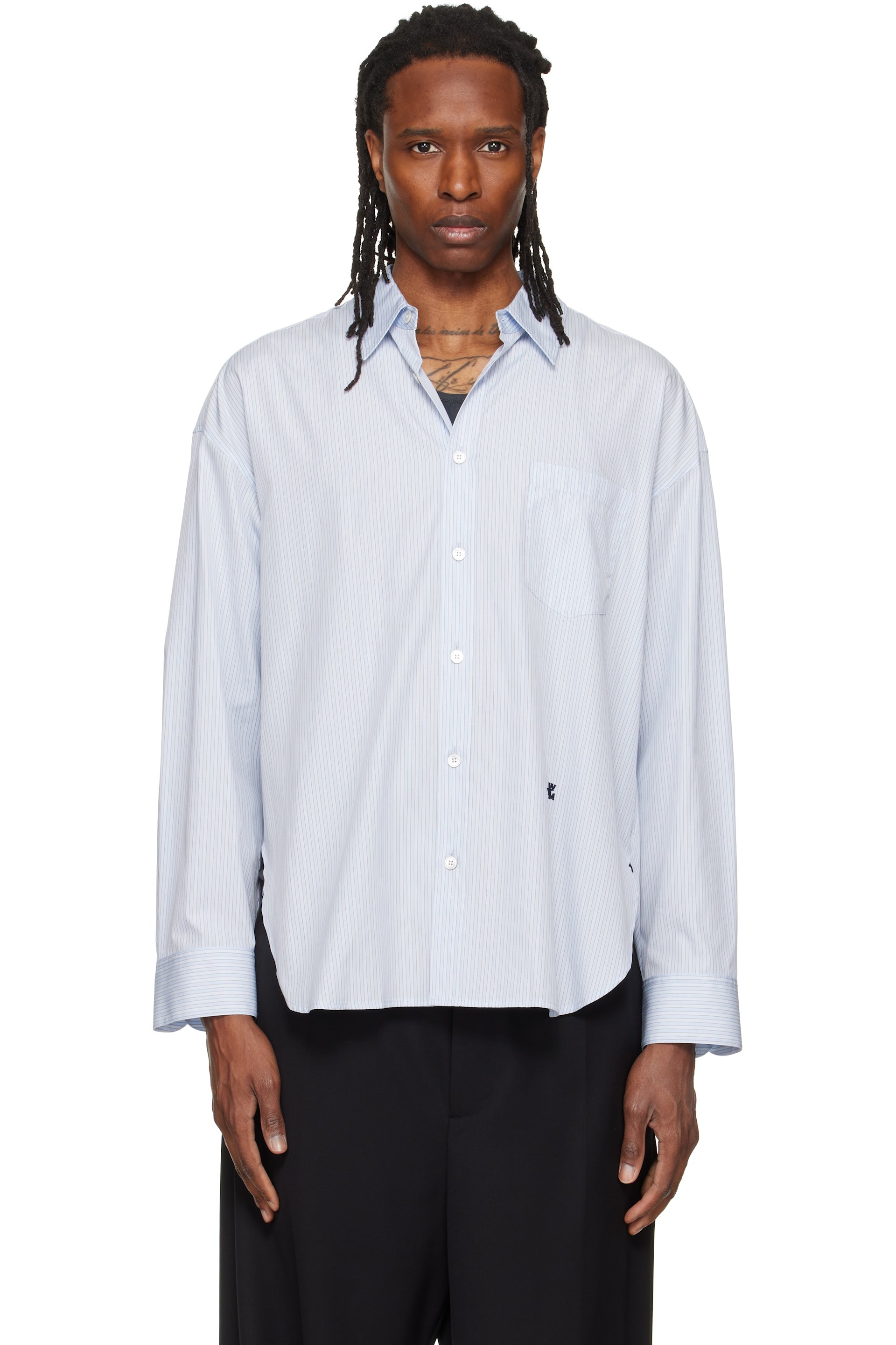 WOOYOUNGMI - Blue Striped Cotton Shirt