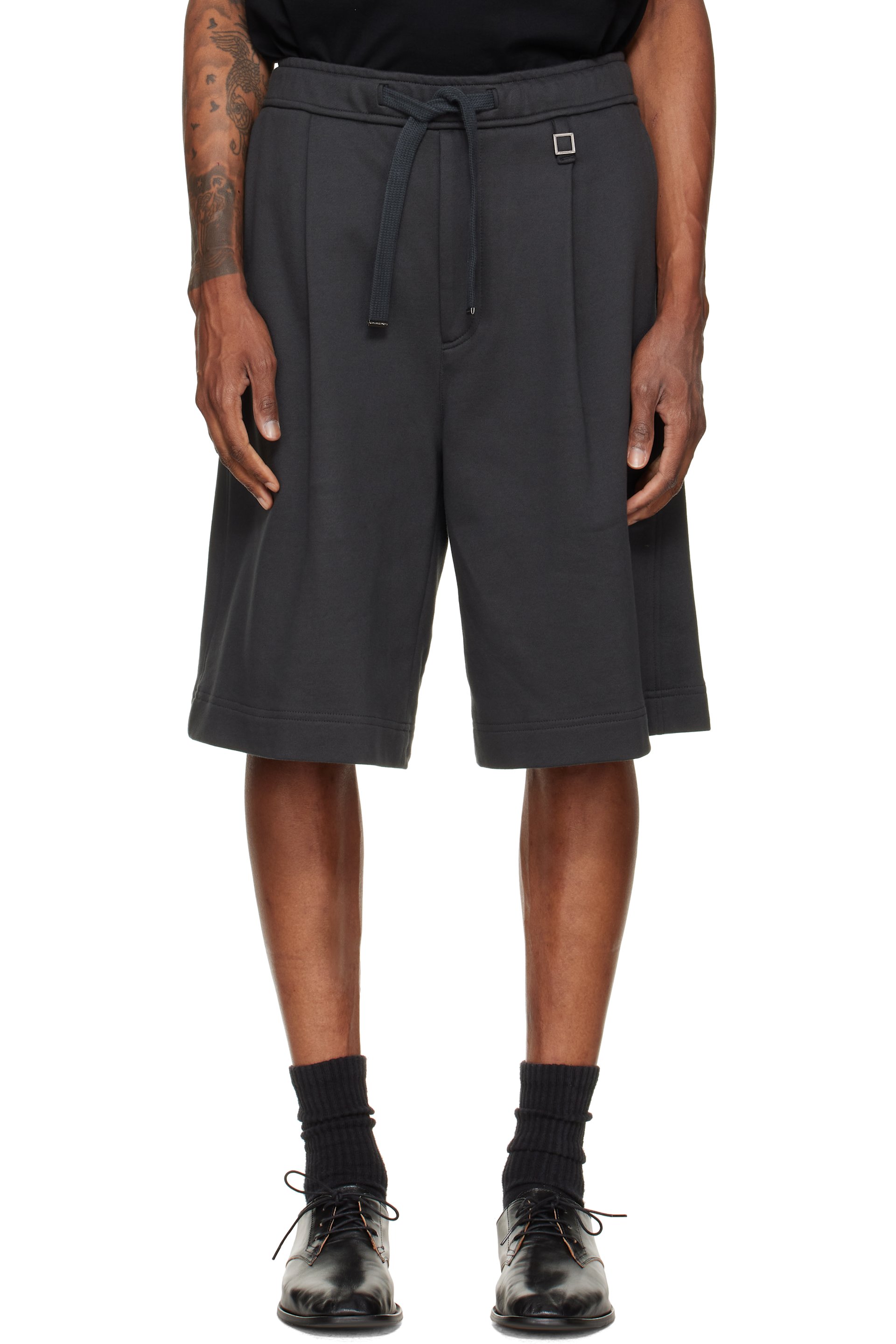 WOOYOUNGMI - Gray Single-Pleat Cotton Shorts