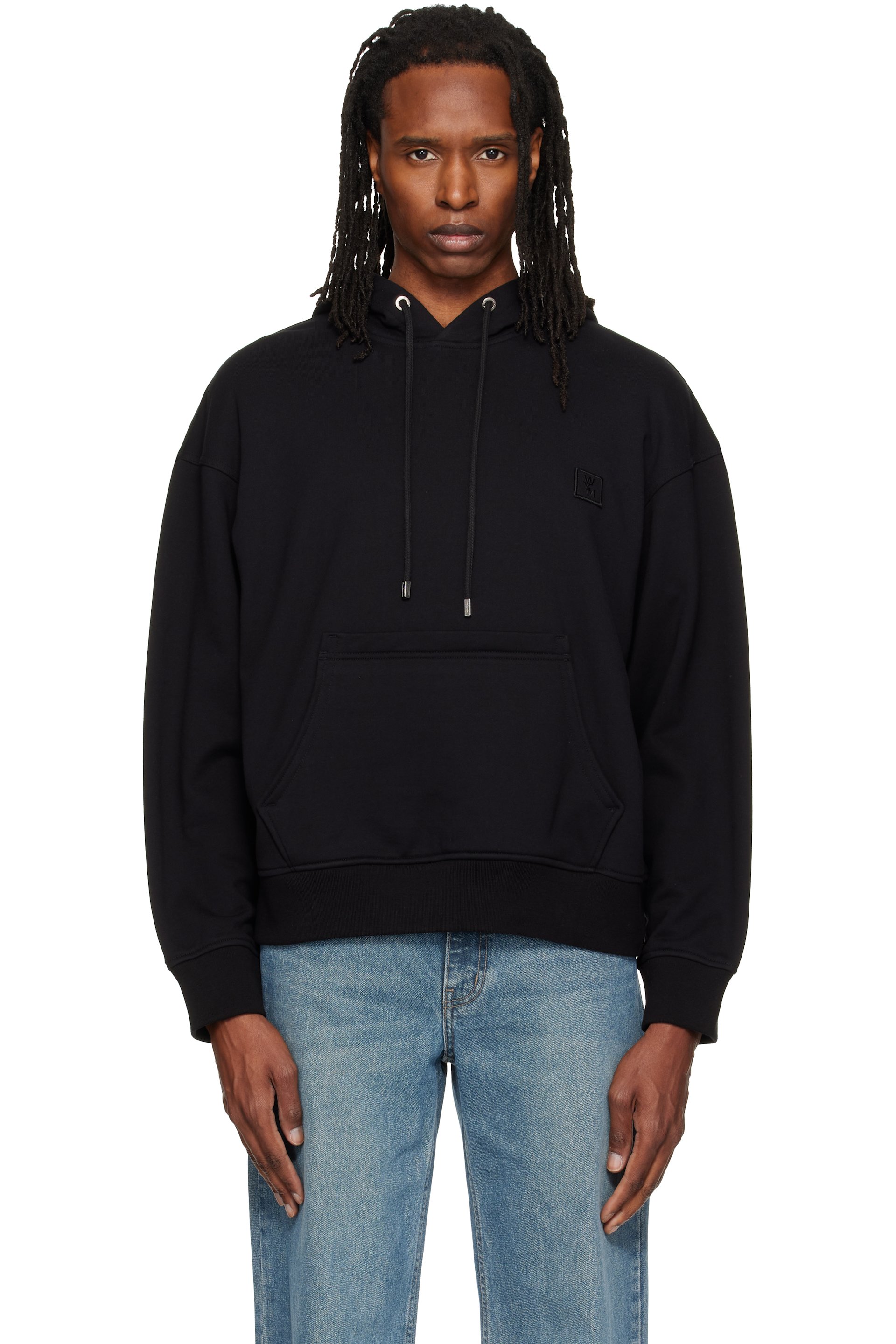 WOOYOUNGMI - Black Flower Back Logo Hoodie