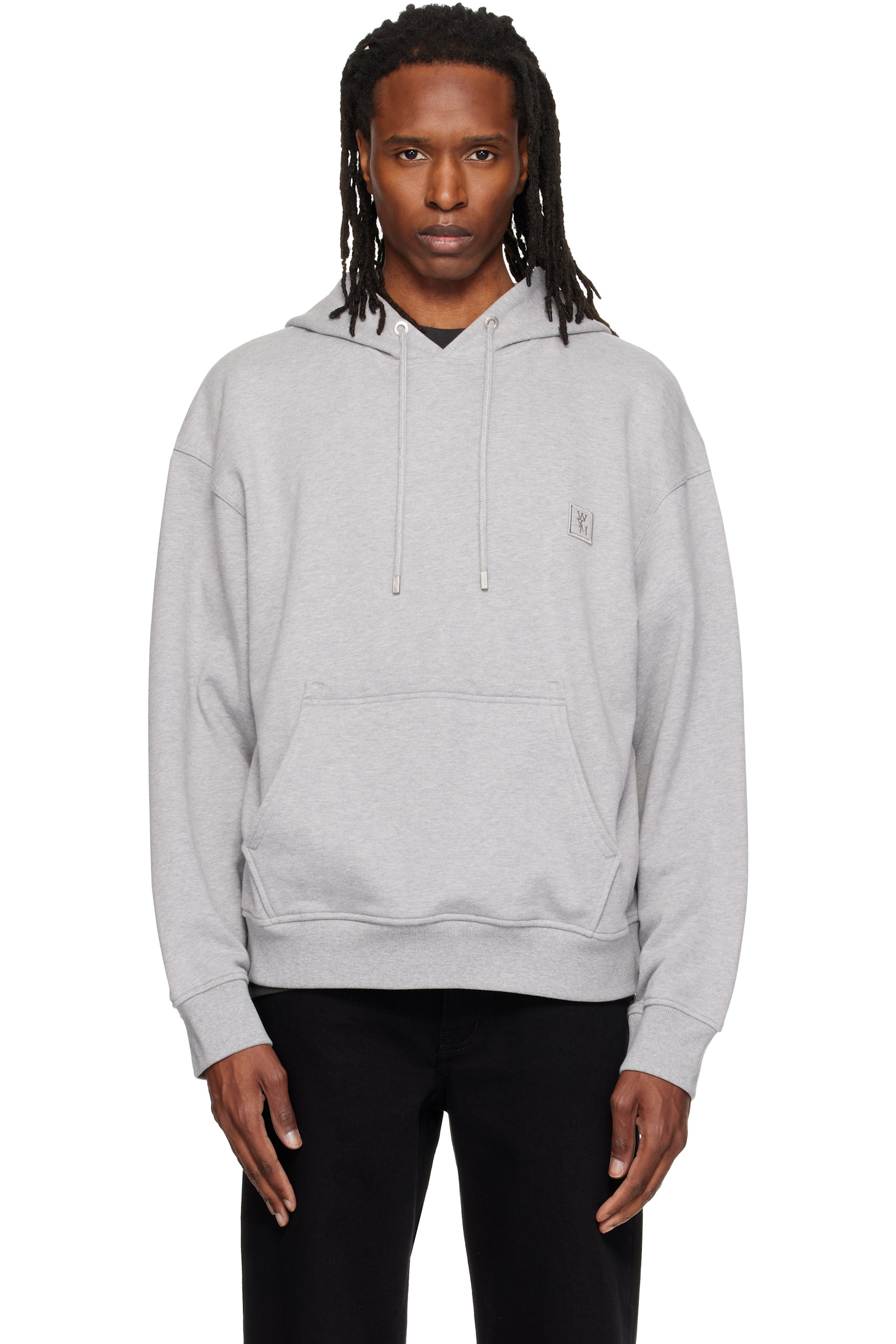 WOOYOUNGMI - Gray Flower Back Logo Hoodie