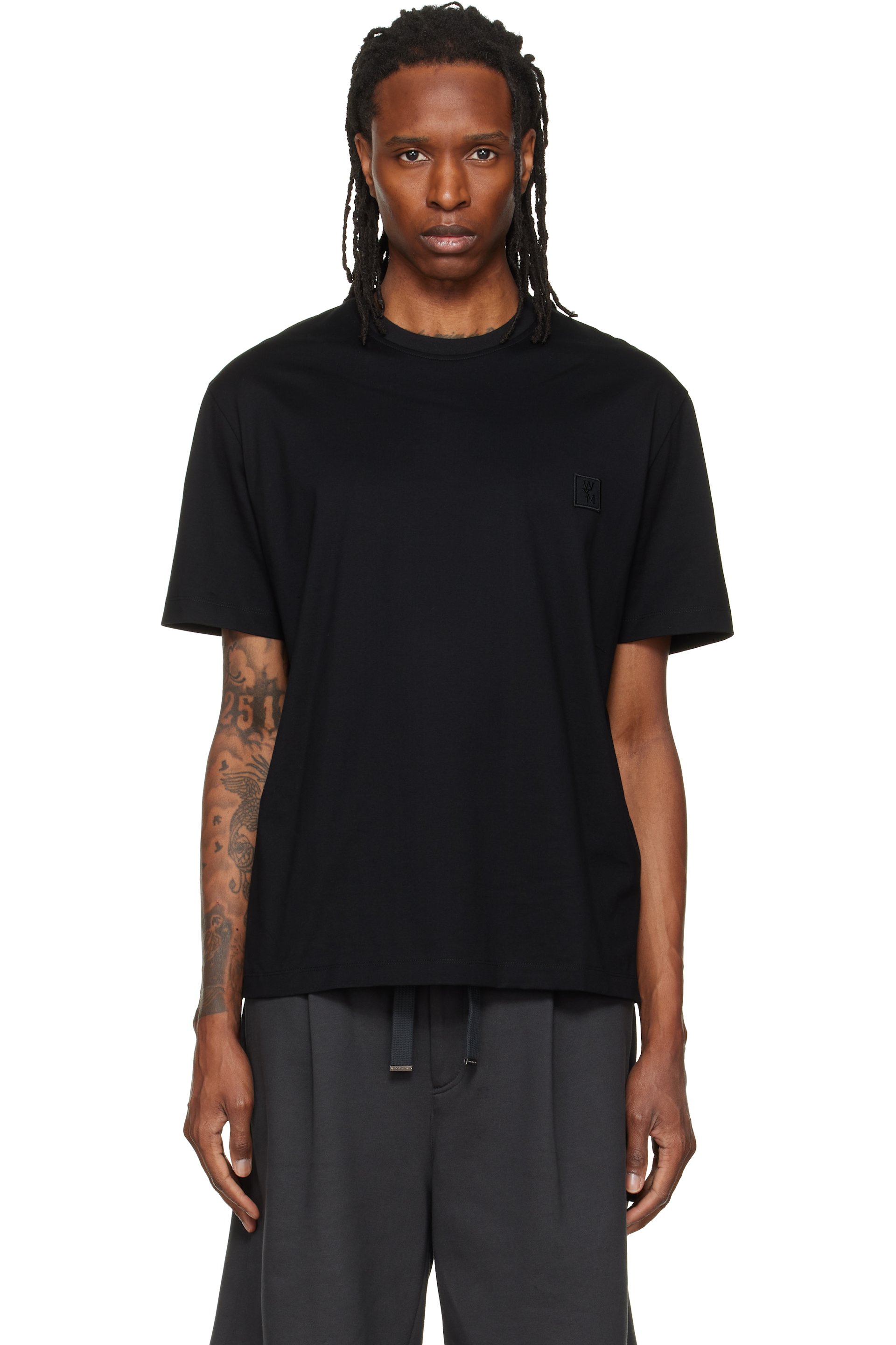 WOOYOUNGMI - Black Cotton Back Logo T-shirt