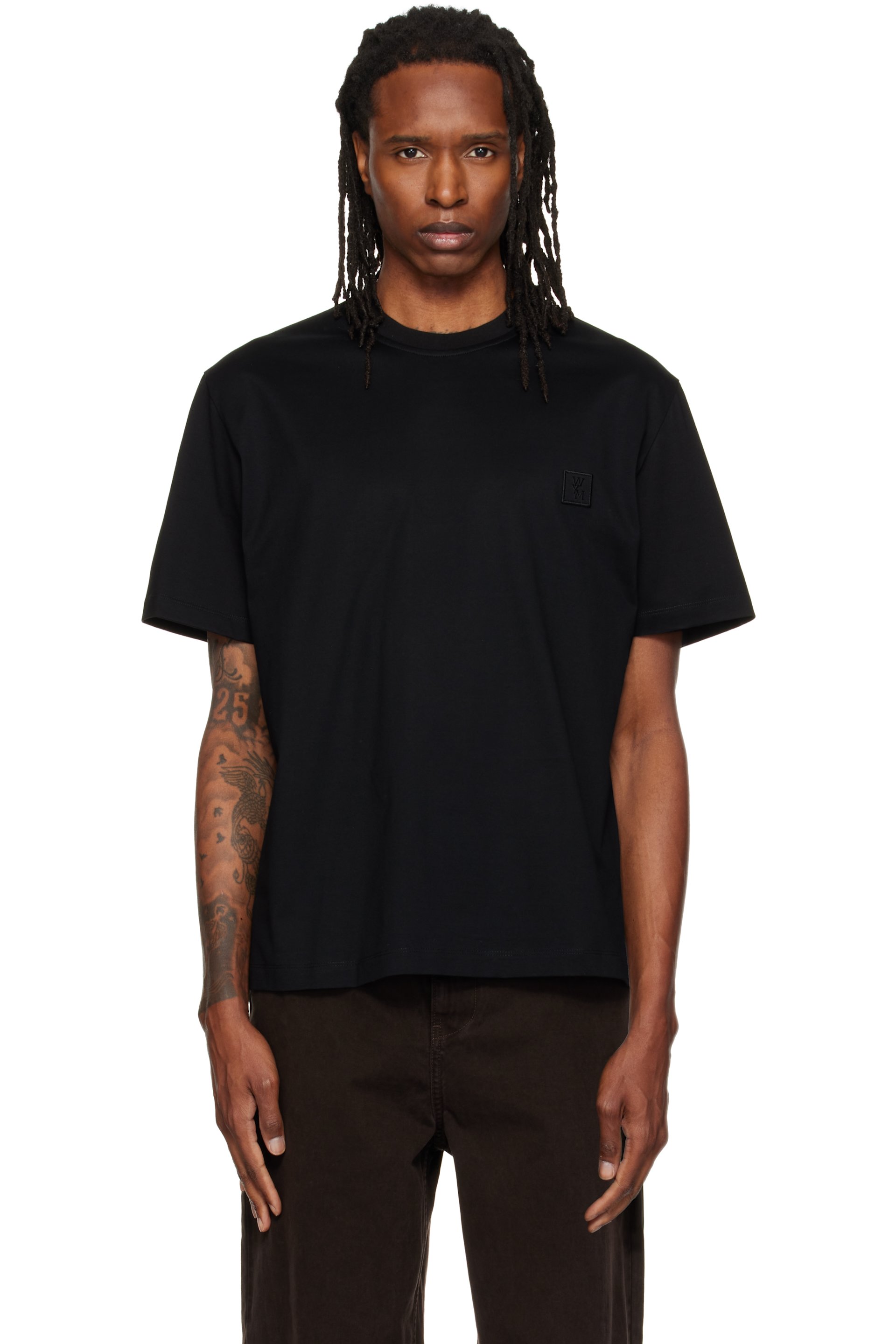 WOOYOUNGMI - Black Flower Back Logo T-shirt