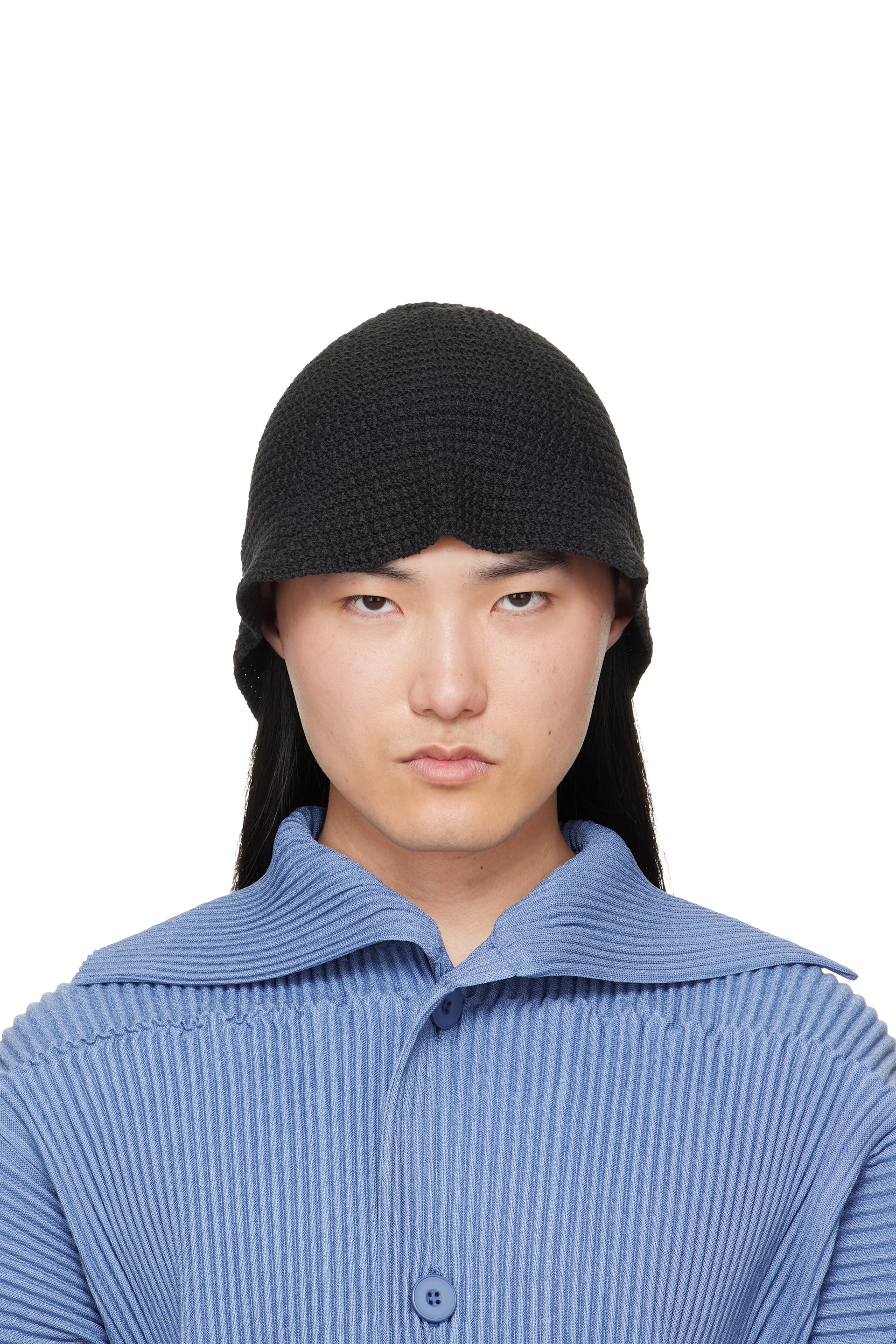 HOMME PLISSÉ ISSEY MIYAKE - Black Crochet Hat