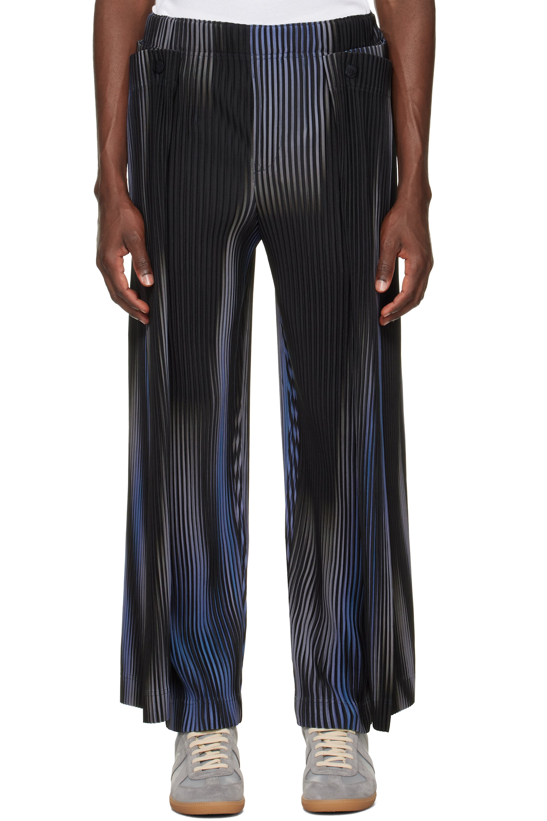 HOMME PLISSÉ ISSEY MIYAKE - Blue & Black Blend Of Lights Trousers