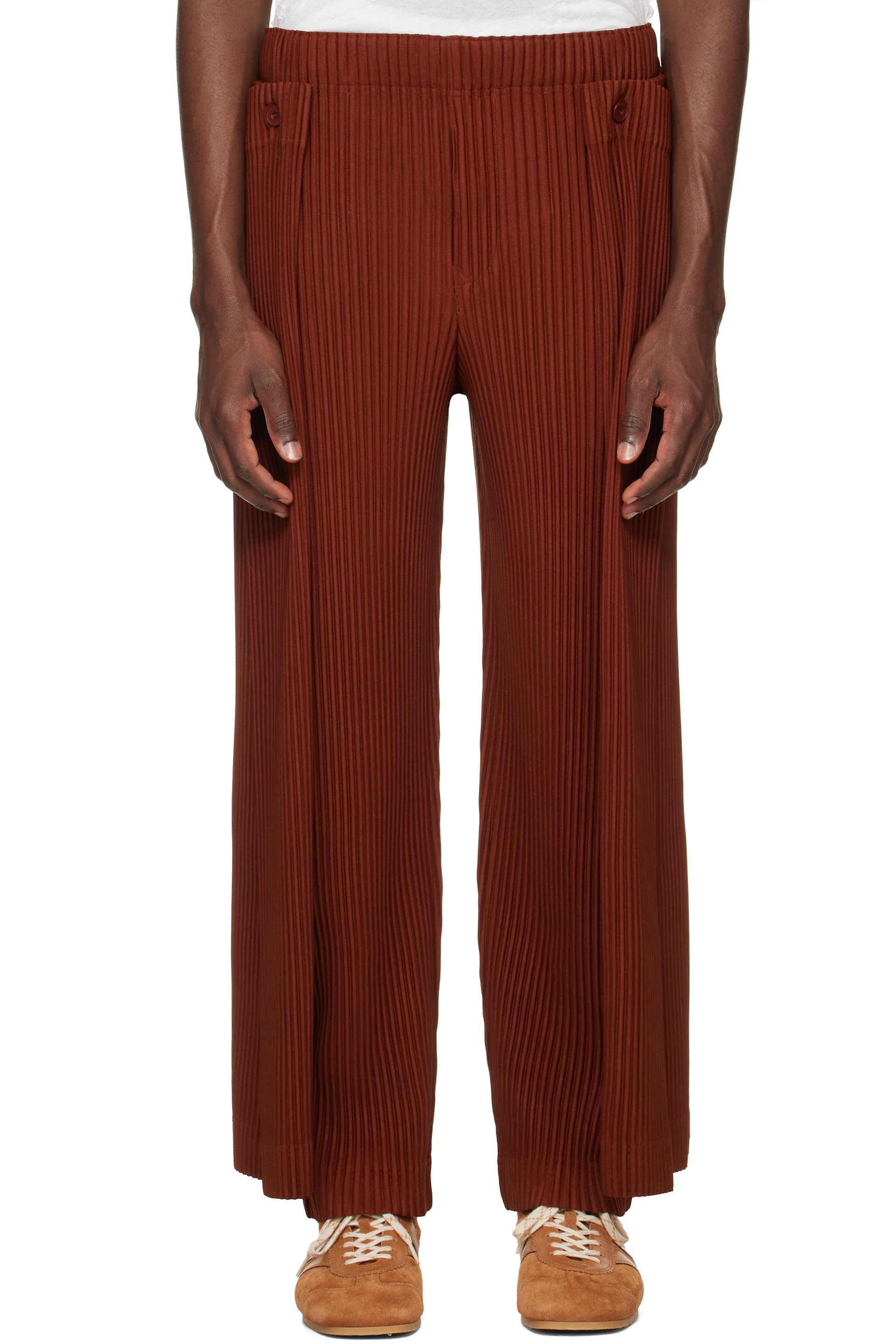 HOMME PLISSÉ ISSEY MIYAKE - Brown Motion Blur Trousers