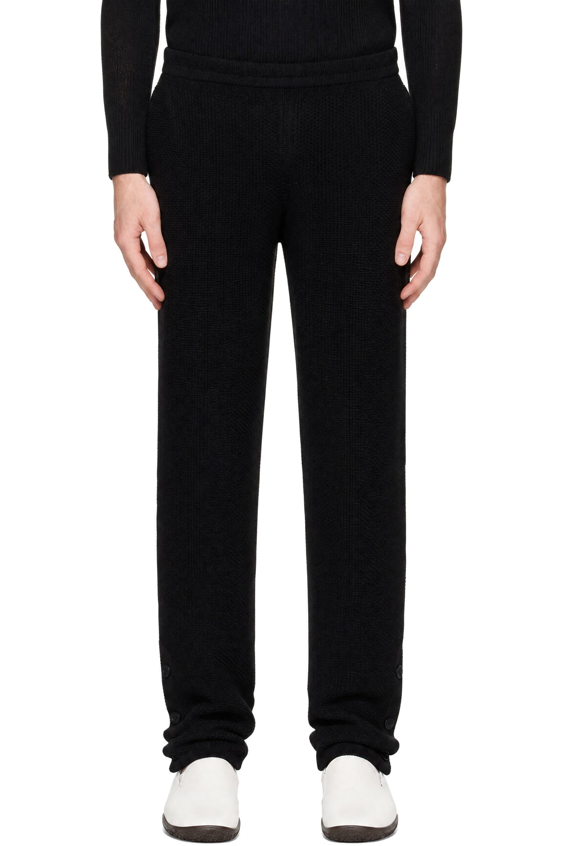 HOMME PLISSÉ ISSEY MIYAKE - Black Rustic Knit Trousers