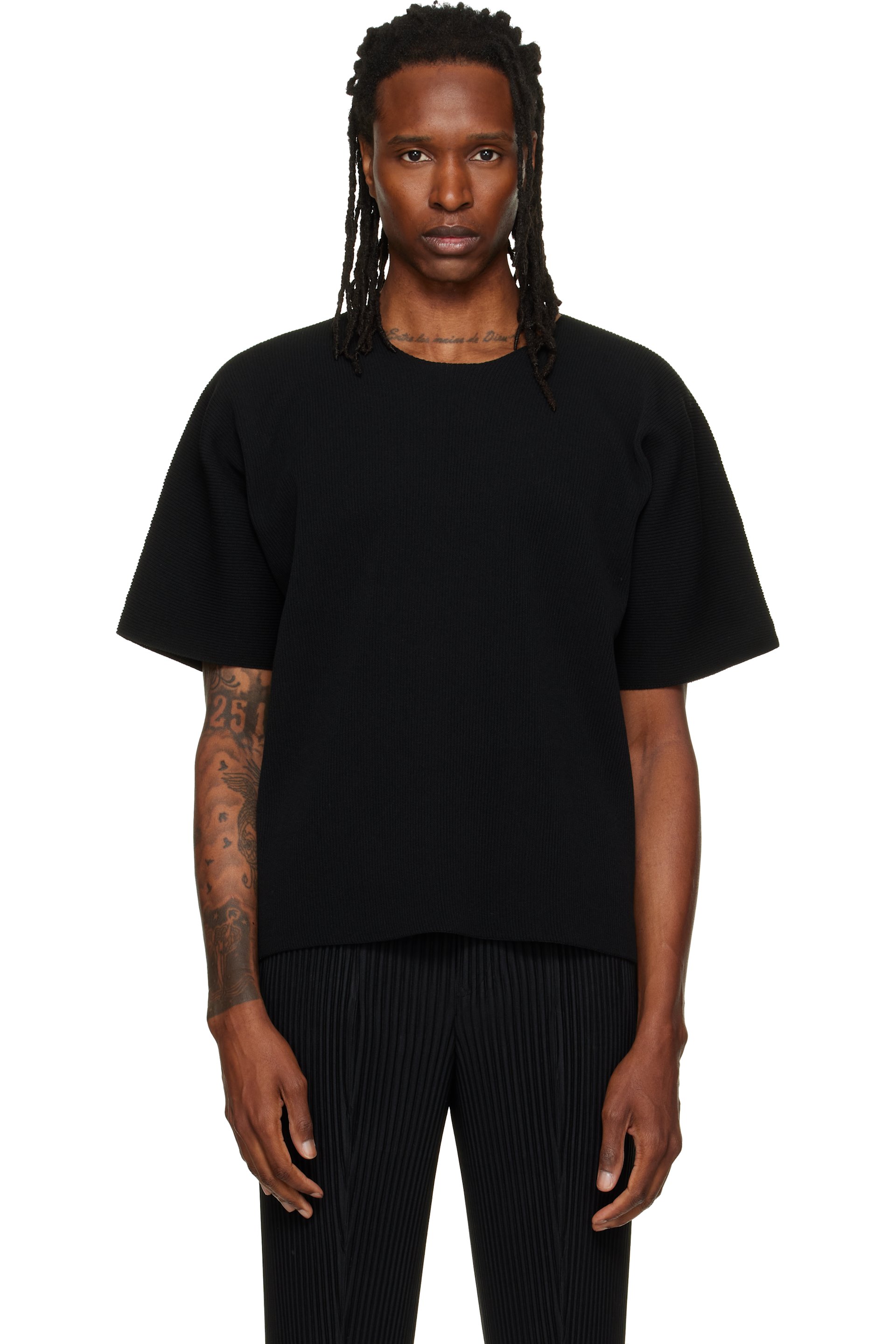 HOMME PLISSÉ ISSEY MIYAKE - Black Basic Knit T-shirt