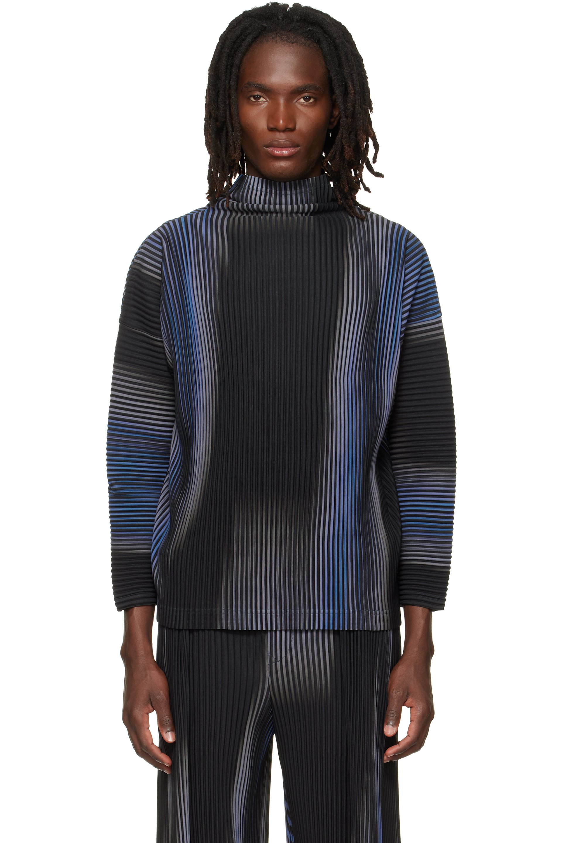 HOMME PLISSÉ ISSEY MIYAKE - Blue & Black Blend Of Lights T-shirt