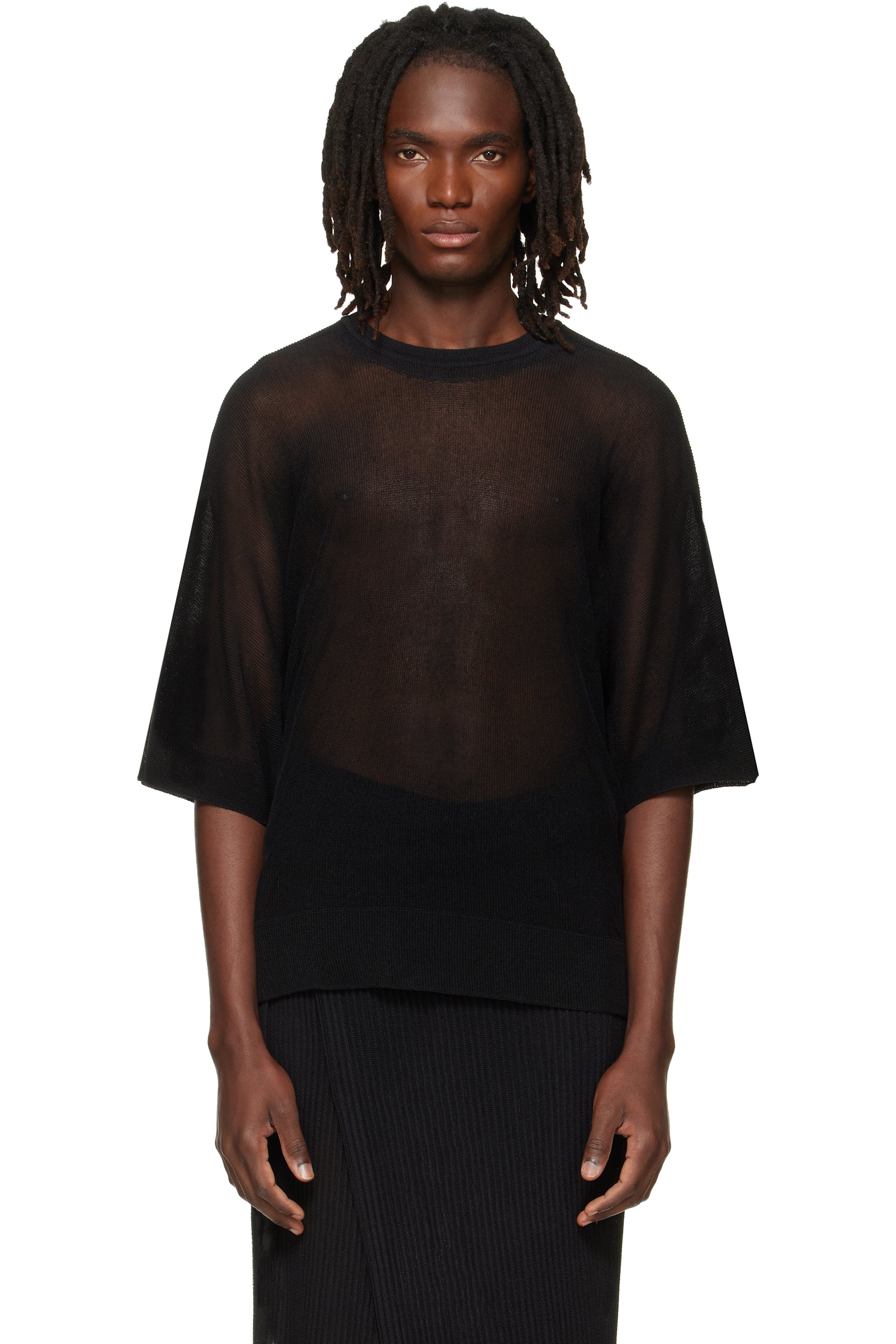 HOMME PLISSÉ ISSEY MIYAKE - Black Washi Framework-T T-shirt