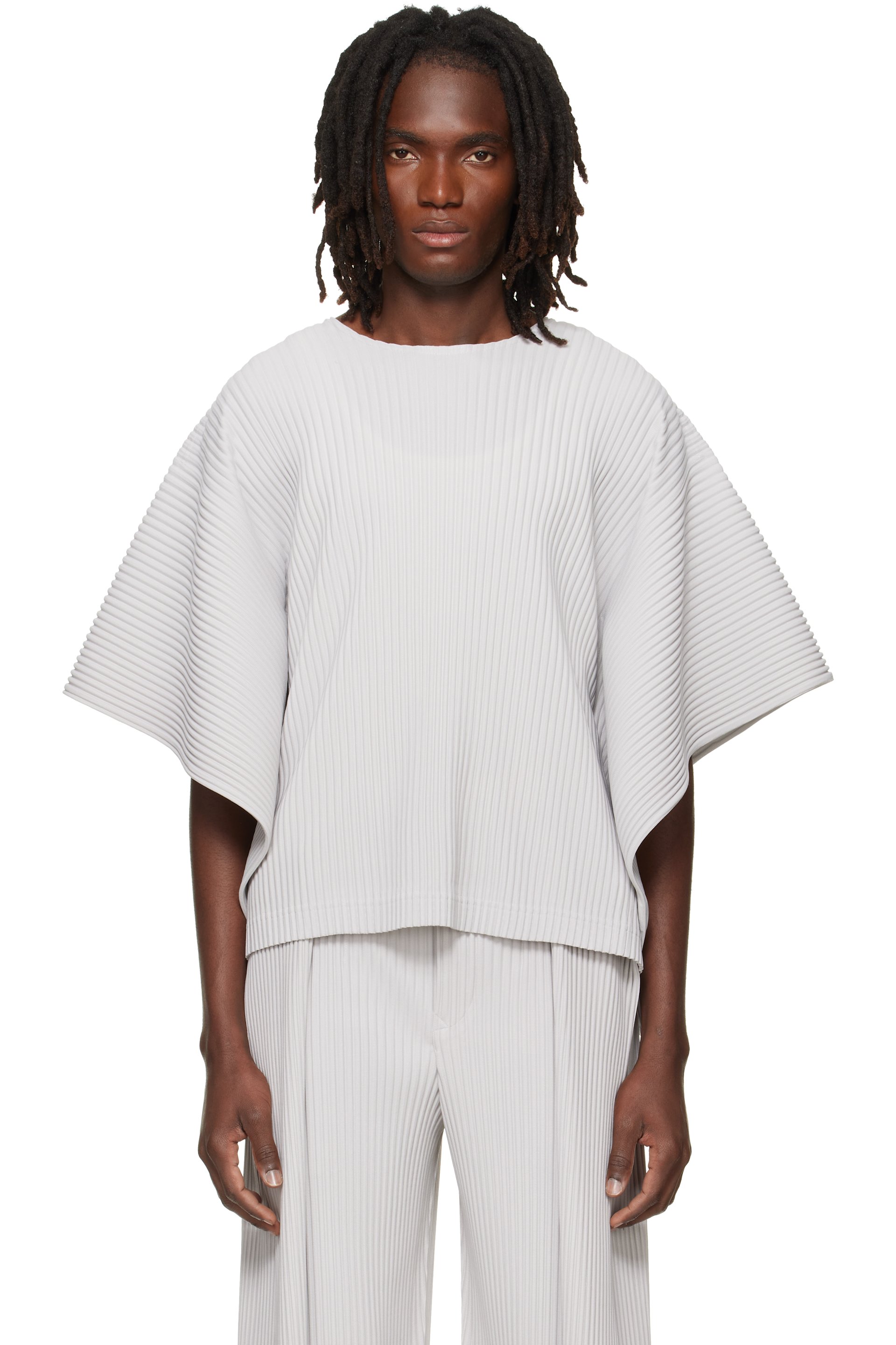 HOMME PLISSÉ ISSEY MIYAKE - Gray Motion Blur Top