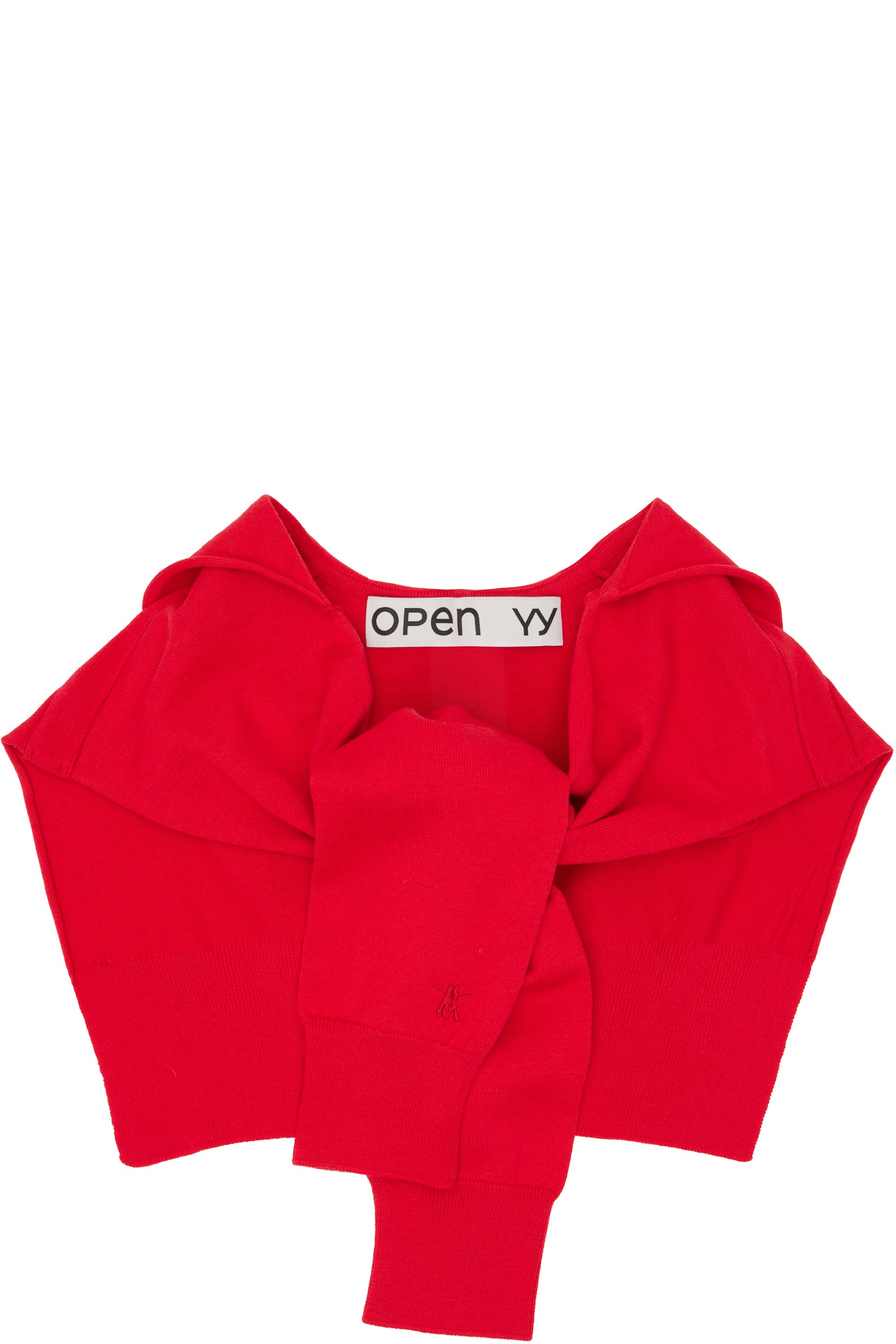 OPEN YY - Red Hoodie Sleeve Layer Scarf Hood