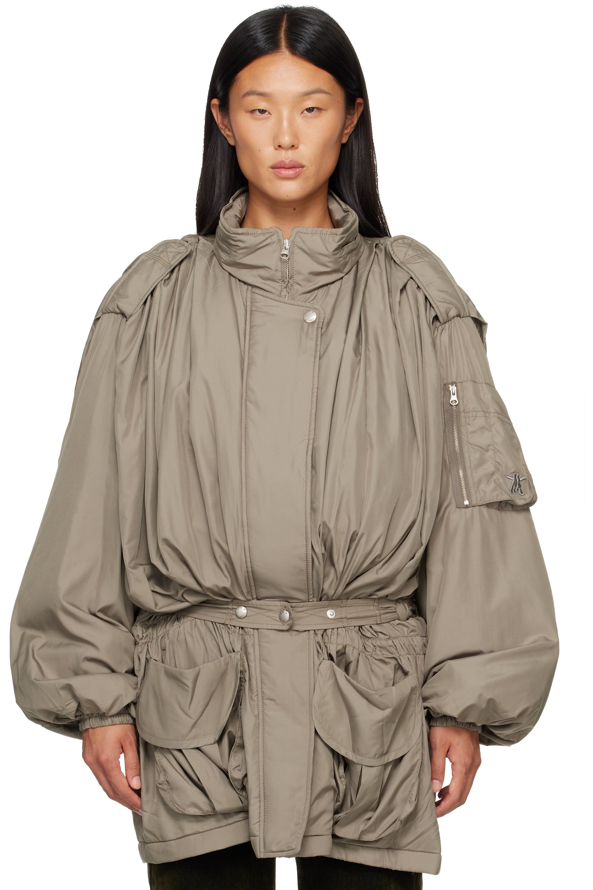 OPEN YY - Khaki Belted Cargo Field Jacket