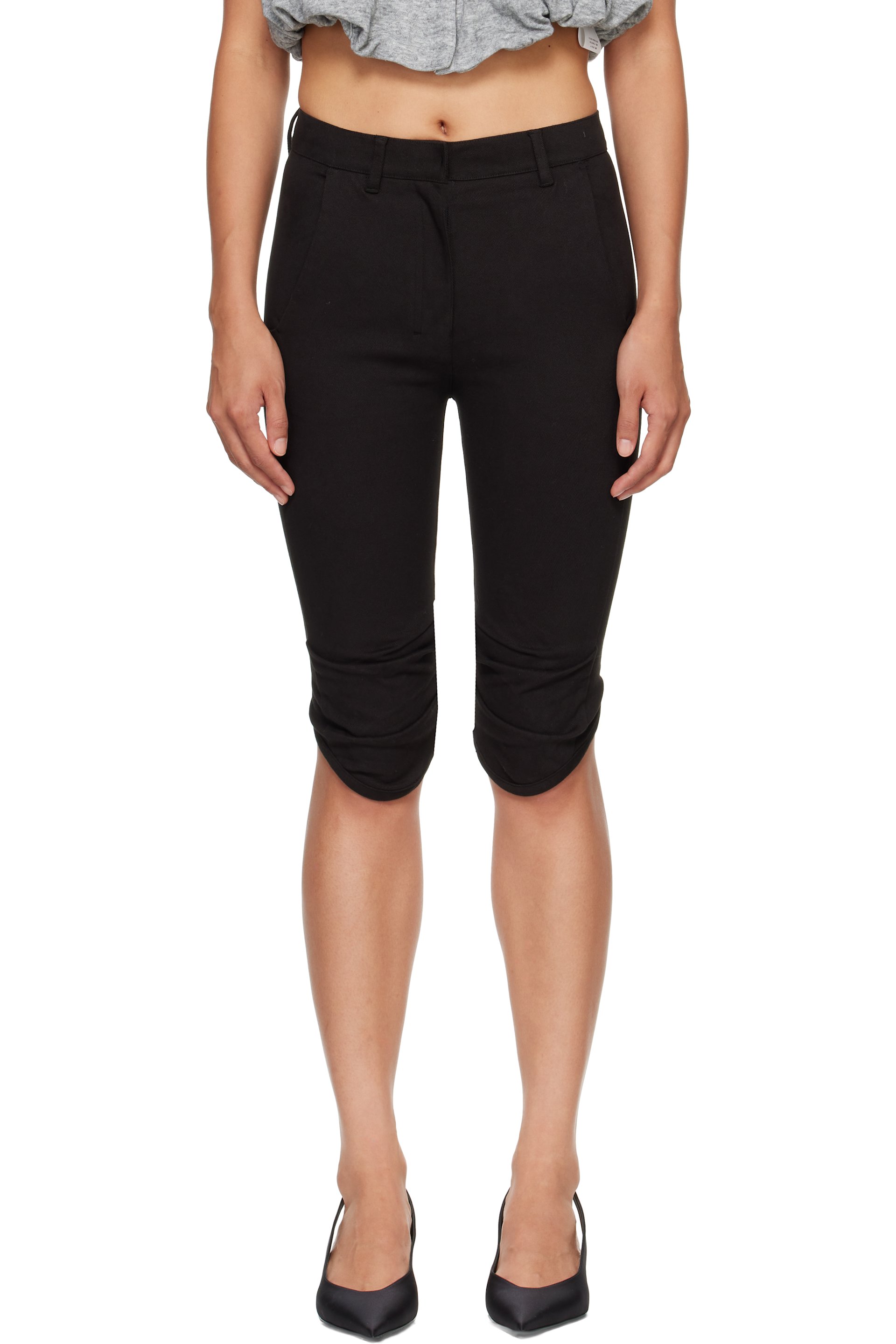 OPEN YY - Black Round Cut Capri Shorts
