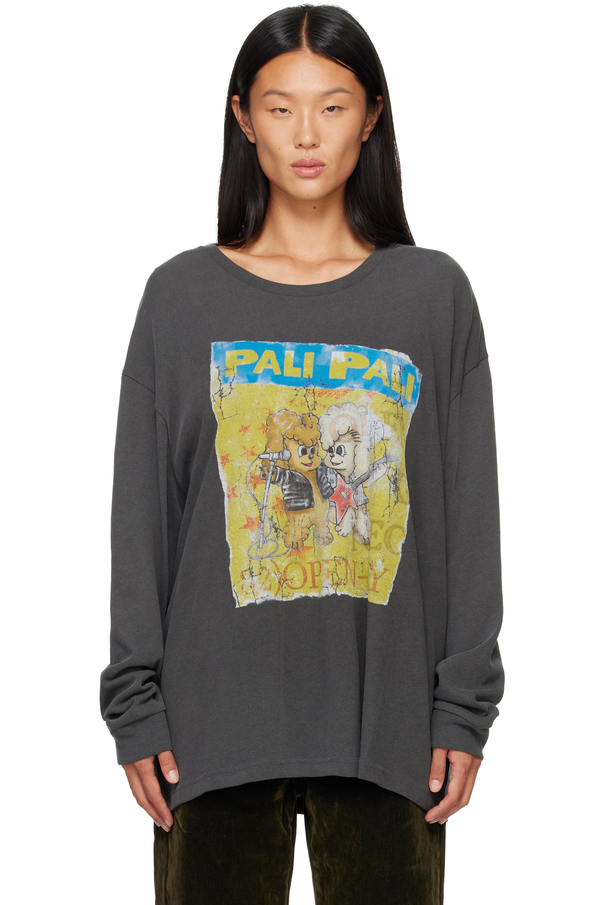 OPEN YY - Gray Pet Club Rocker Long Sleeve T-shirt