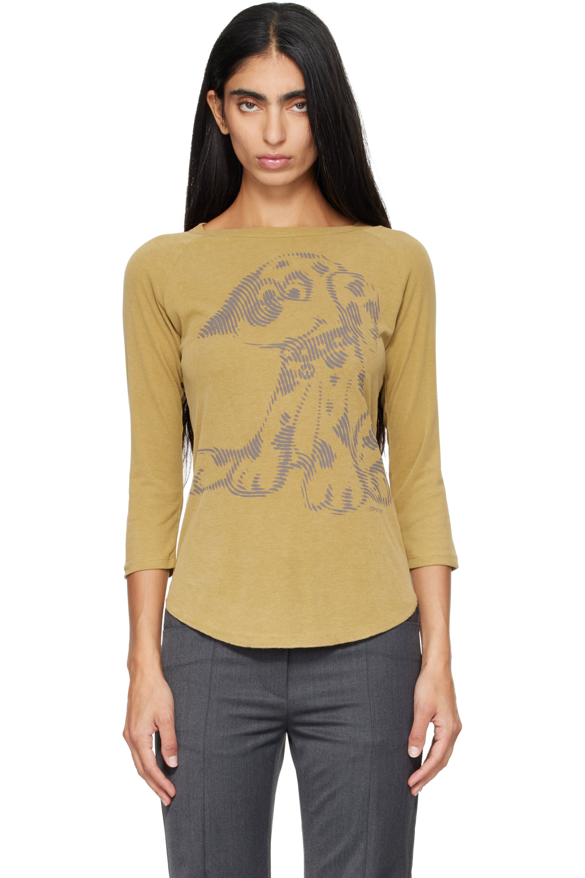 OPEN YY - Khaki 'Pet Club' Dalmatian Doodle T-Shirt