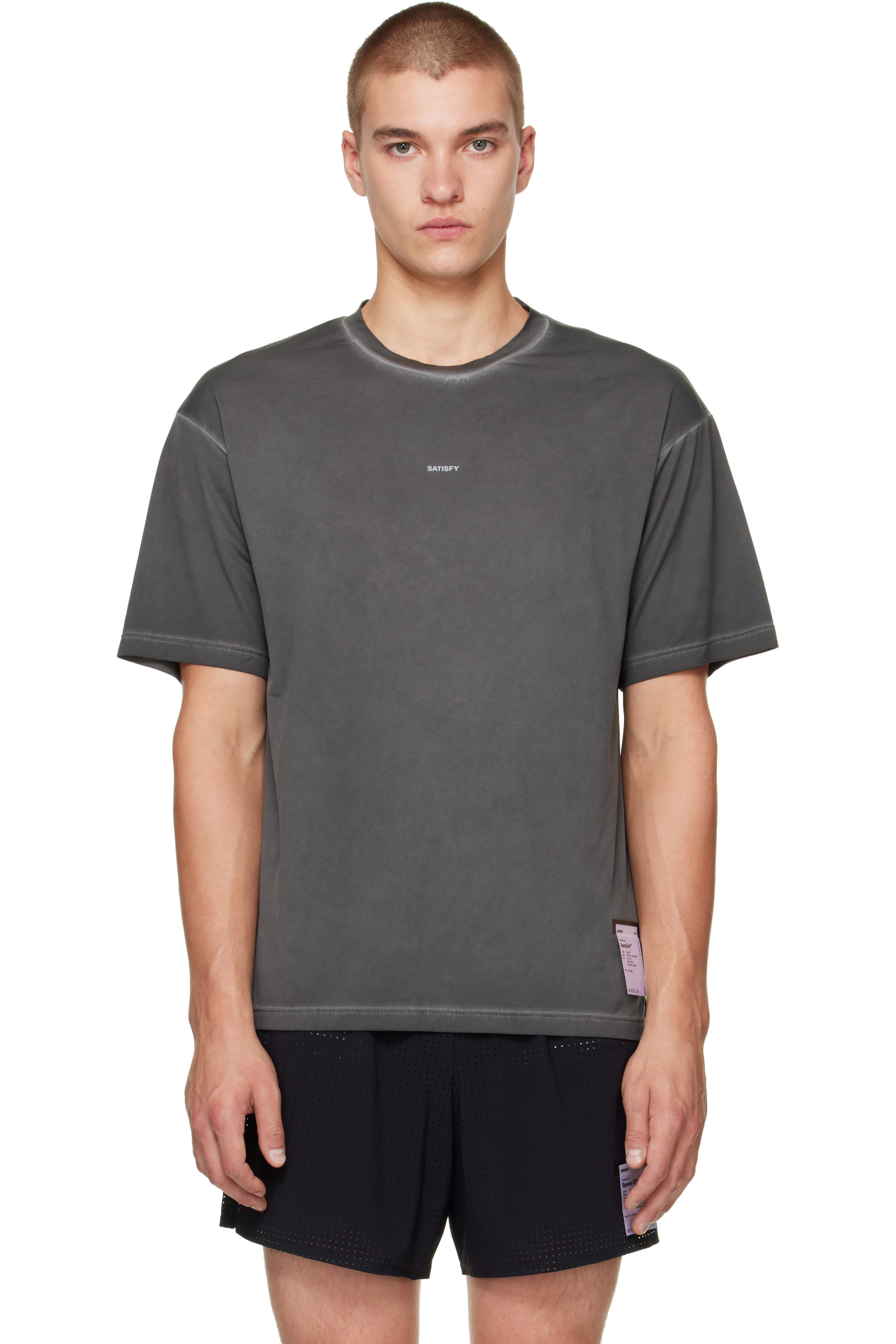 Satisfy - T-shirt de course gris en jersey AuraLite
