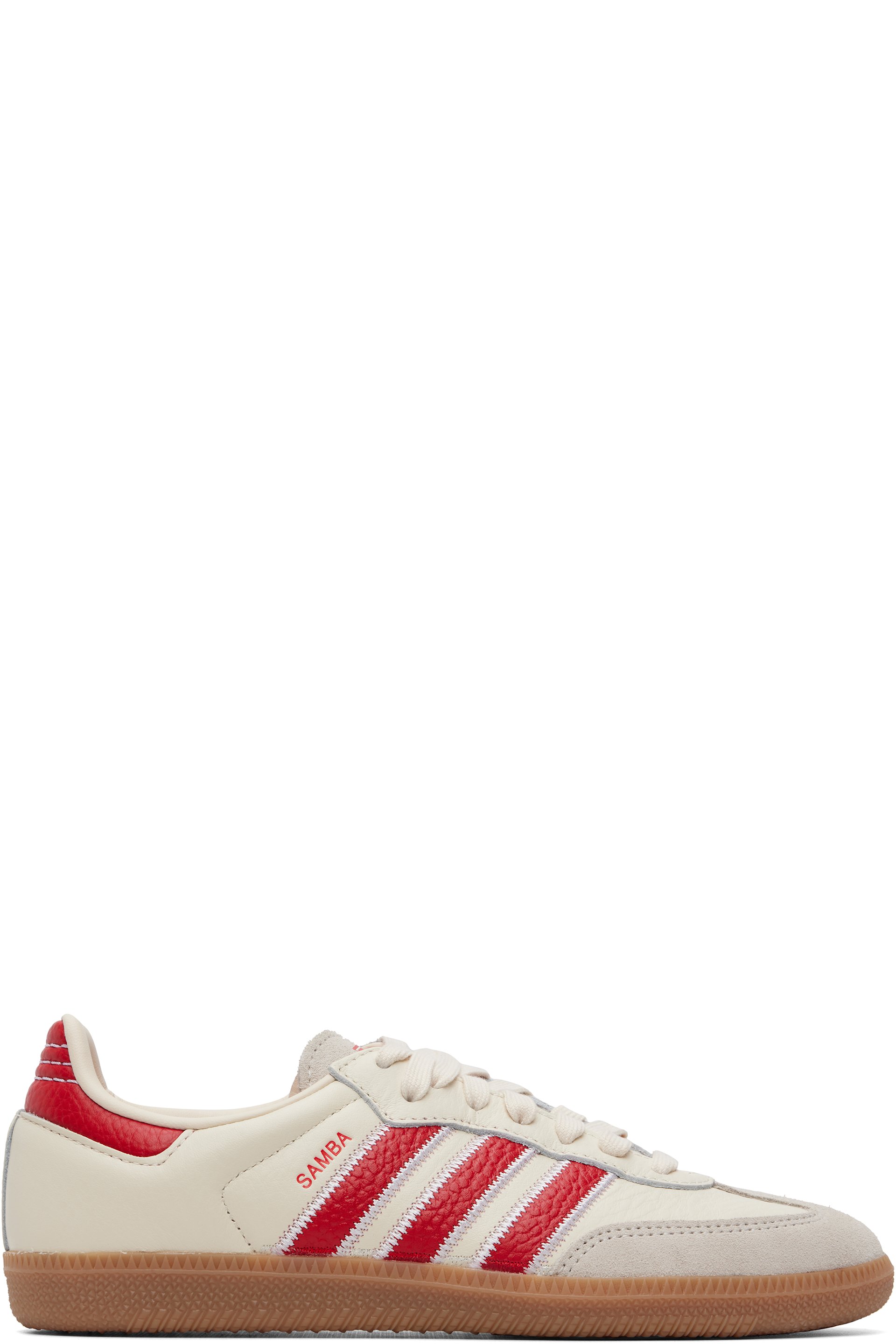 adidas Originals - Off-White & Red Samba OG Sneakers