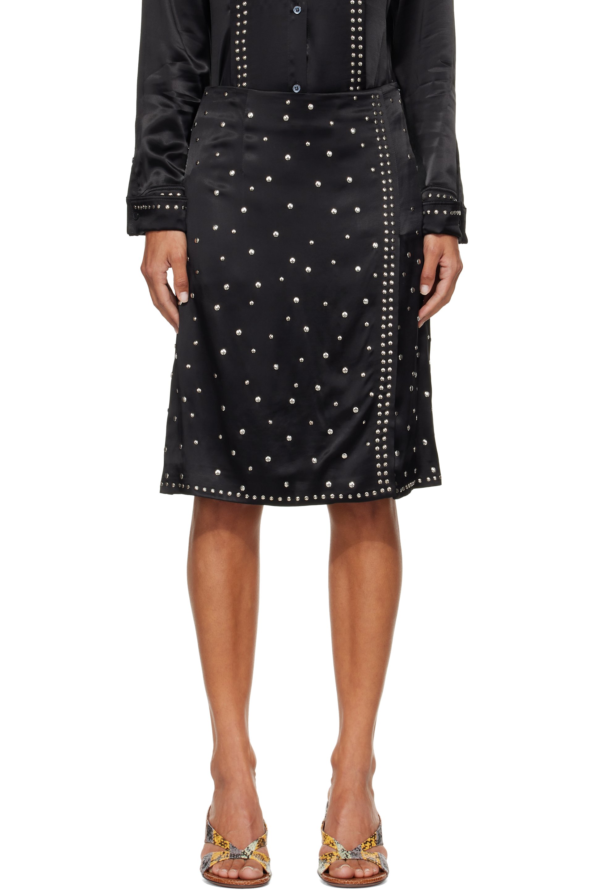 Wales Bonner - Black Cosmic Midi Skirt