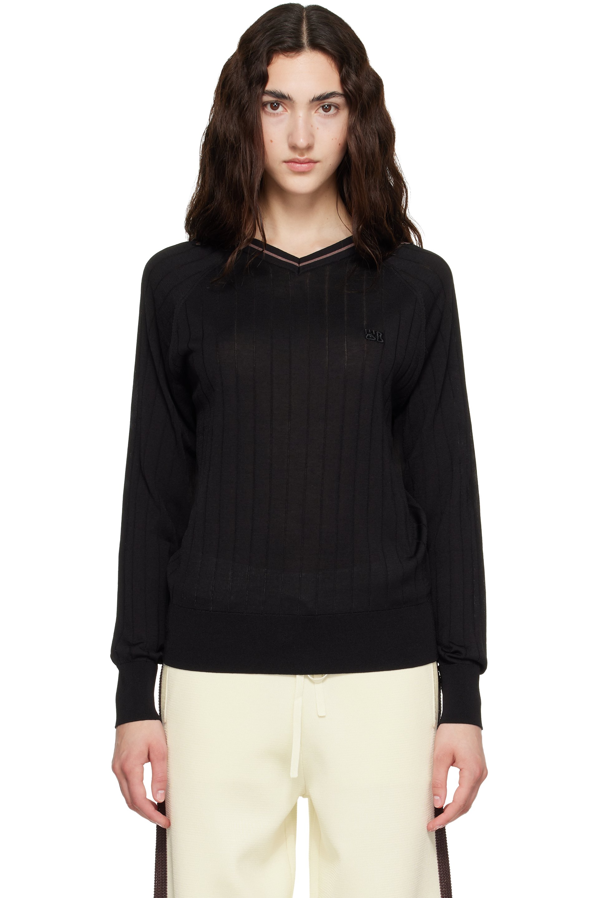 Wales Bonner - 黑色 Viscose Silk Knit Roots Polo 衫