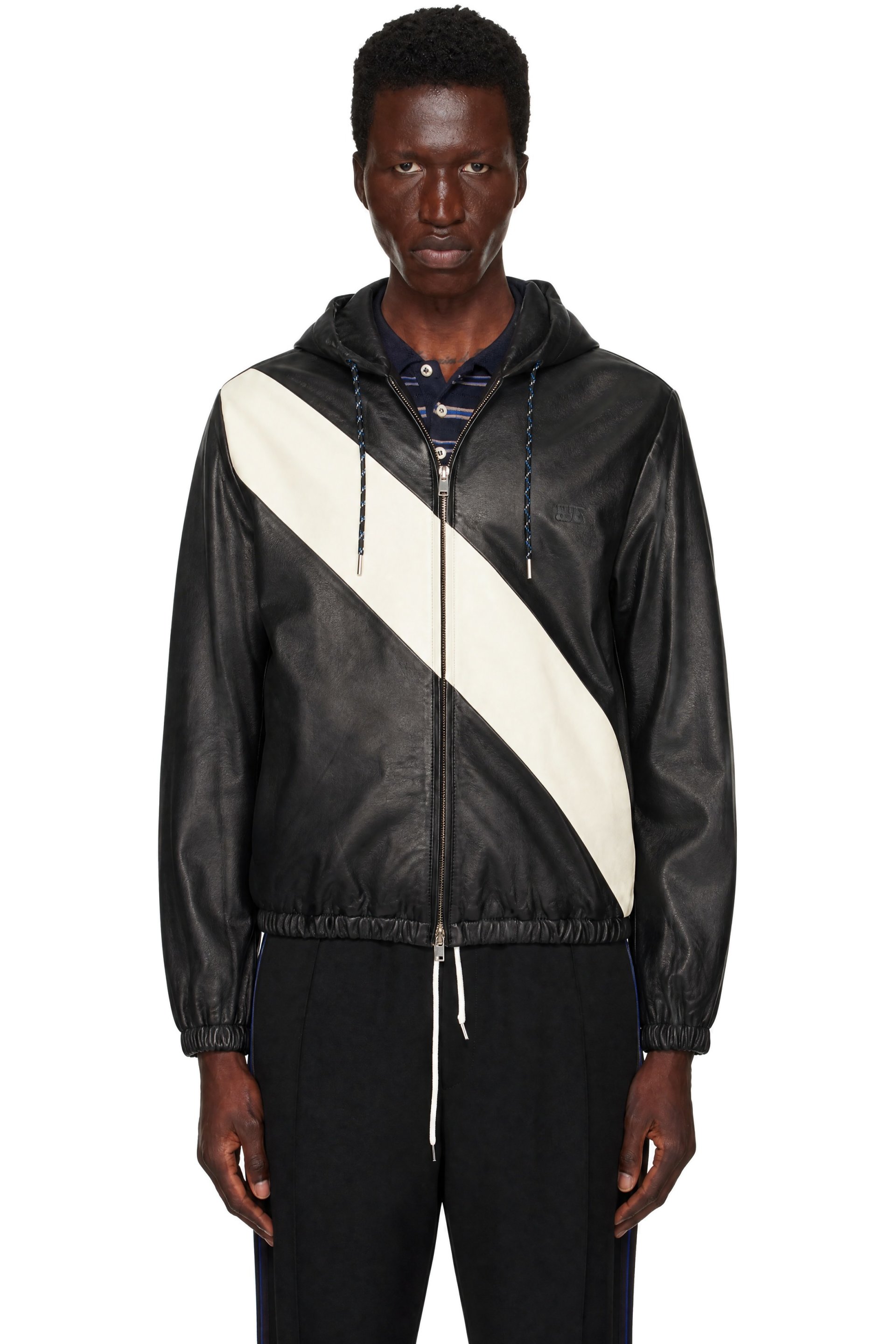 Wales Bonner - Black & Off-White Vista Leather Anorak