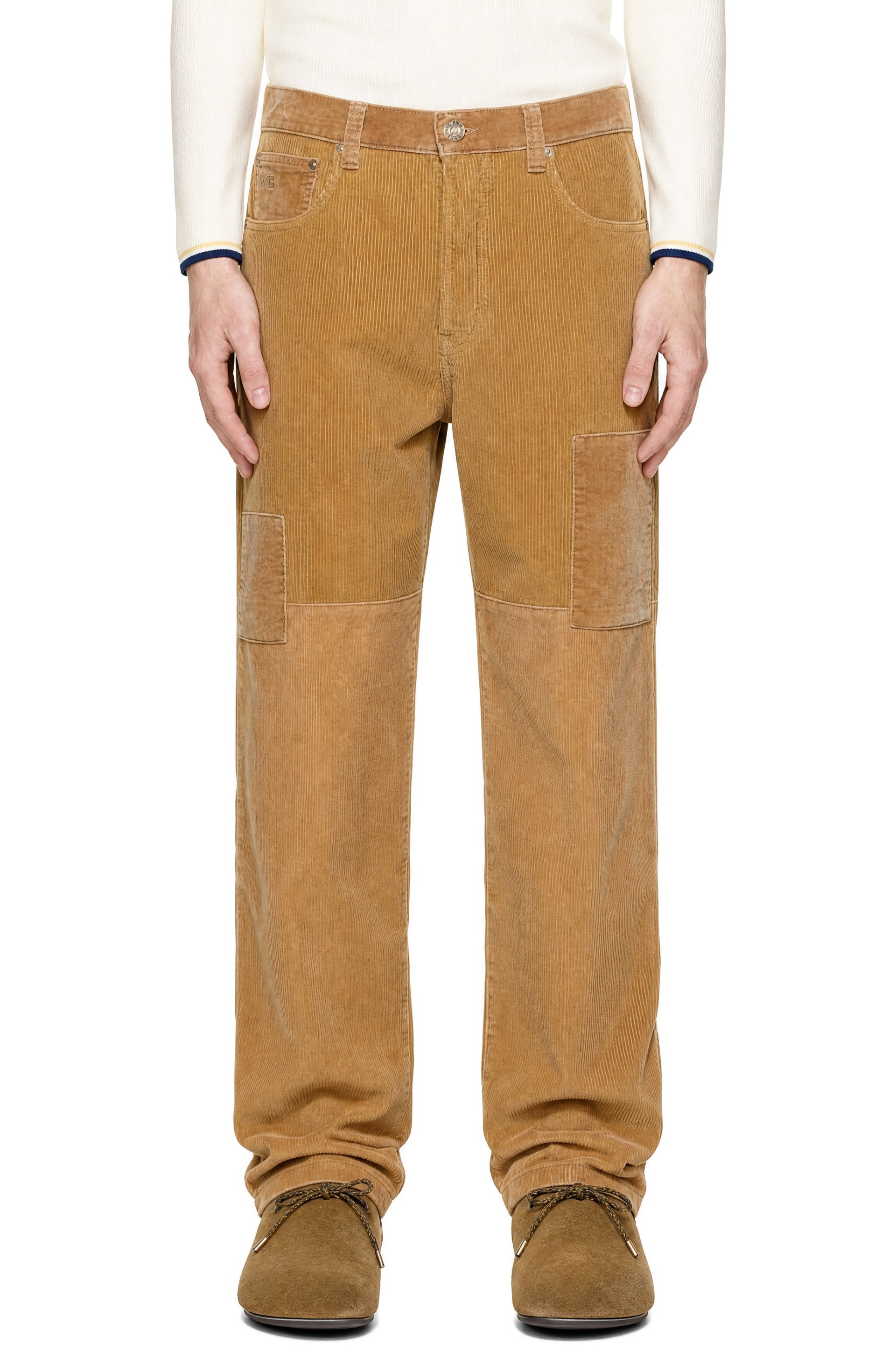 Wales Bonner - Pantalon Sissoo beige à clous