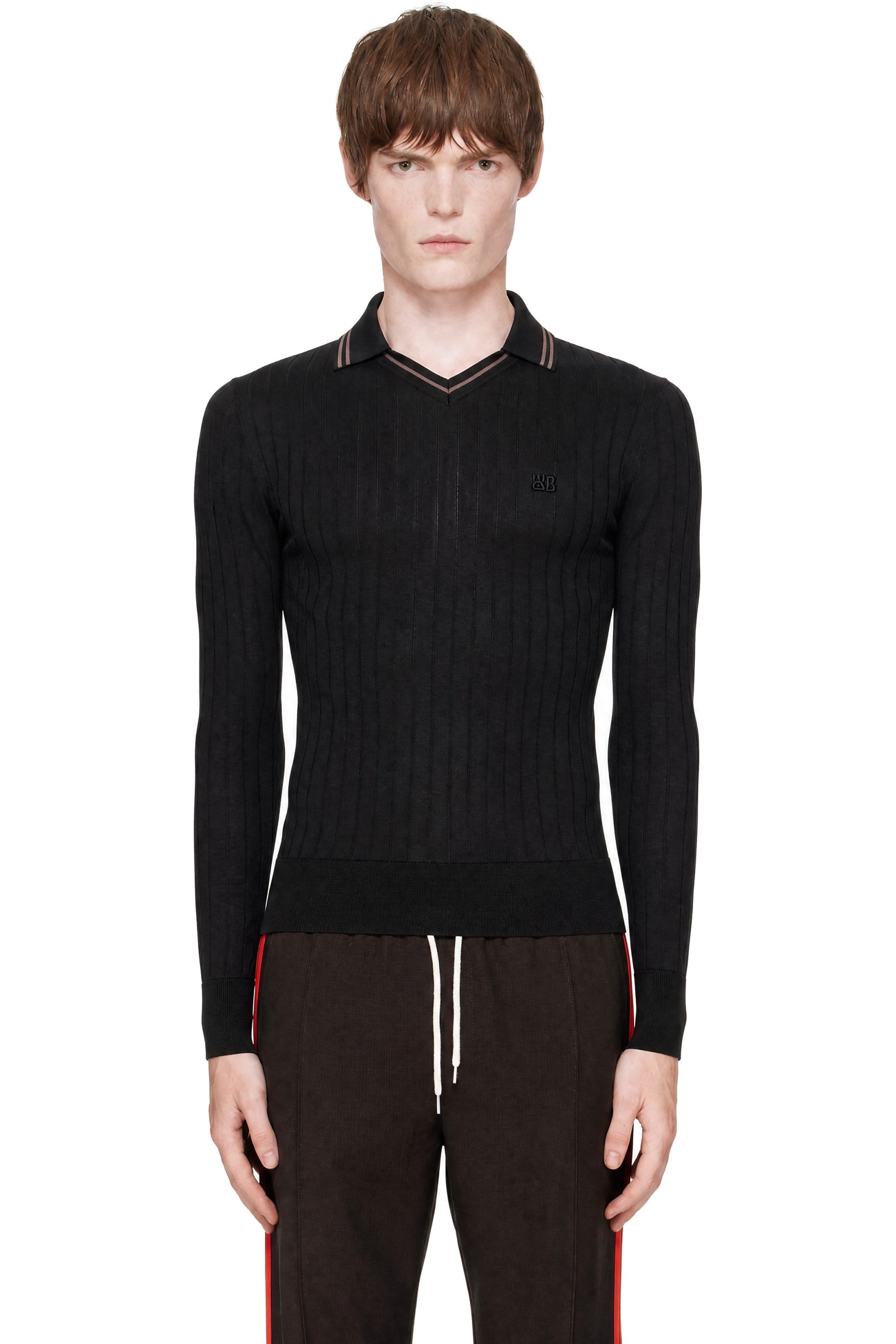 Wales Bonner - Black Cotton & Silk Roots Polo