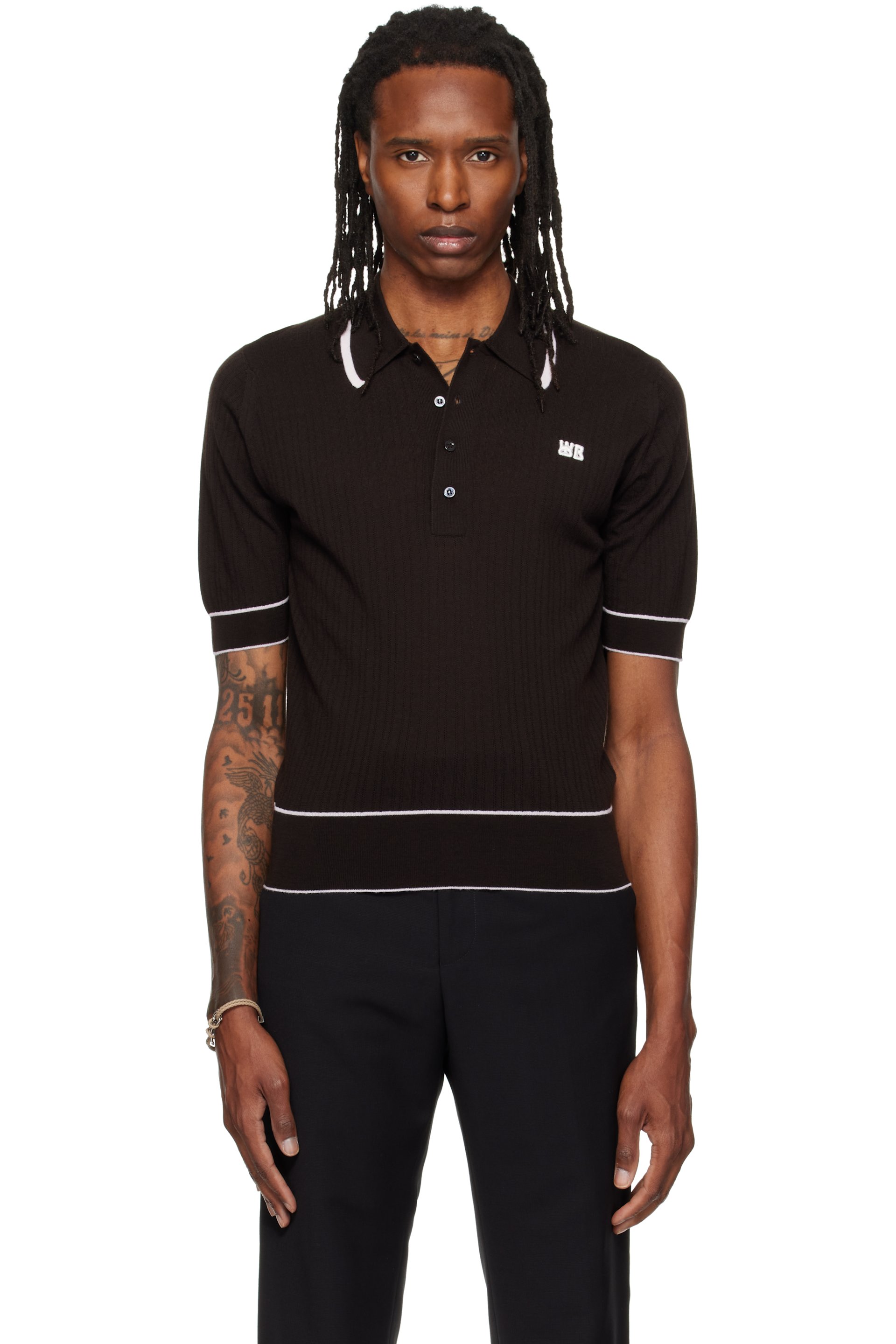 Wales Bonner - Brown John Smedley Edition Blessings Polo