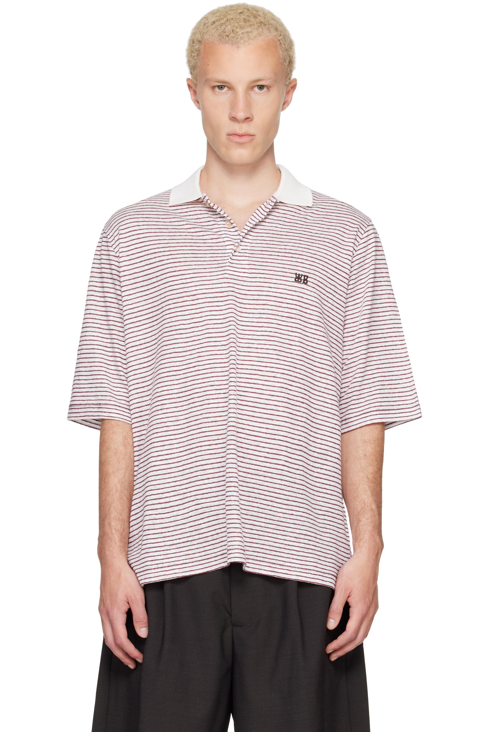 Wales Bonner - White & Red Bask Polo